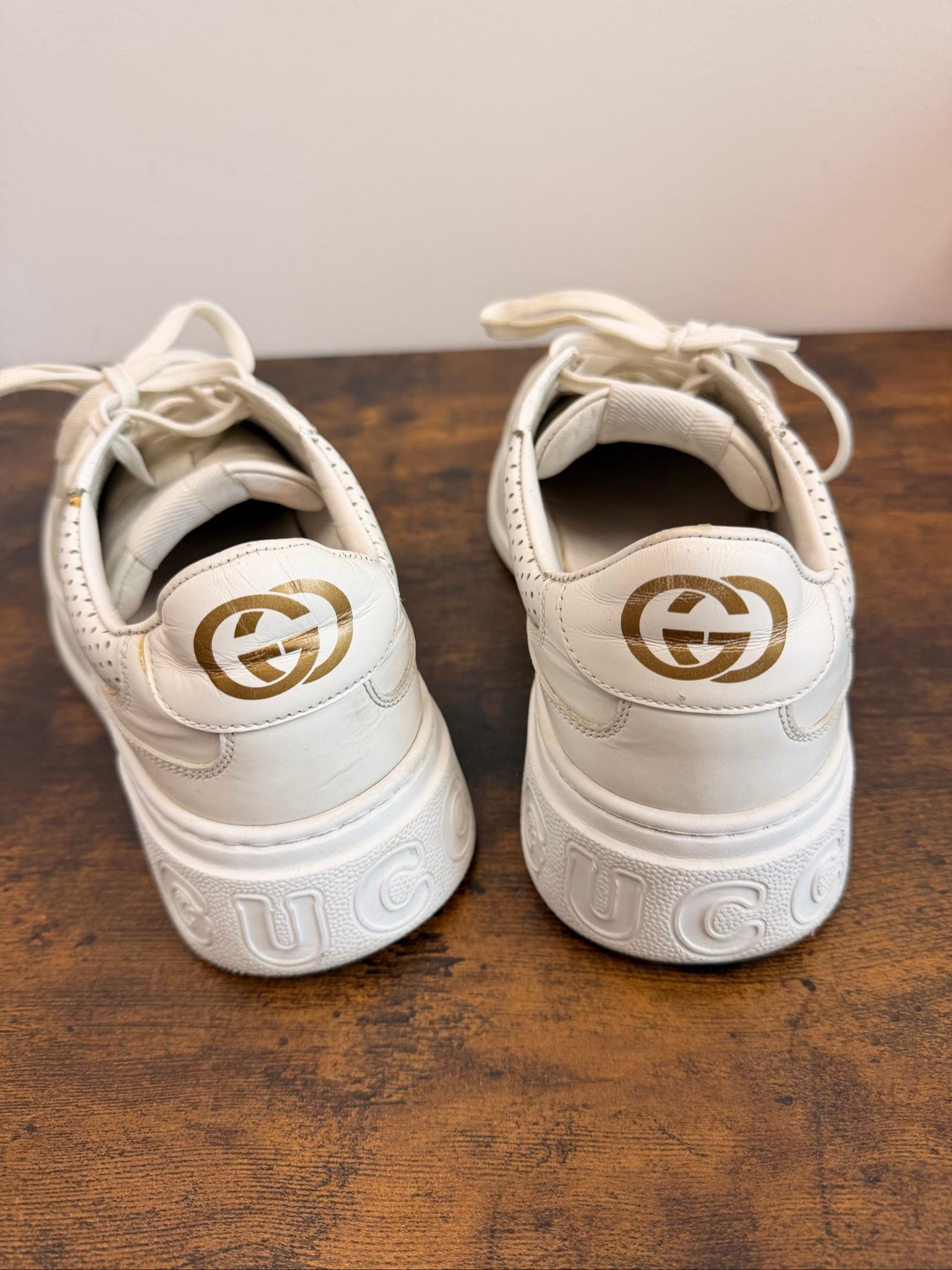 Gucci White Leather Sneakers Size AU 9 thumbnail 3