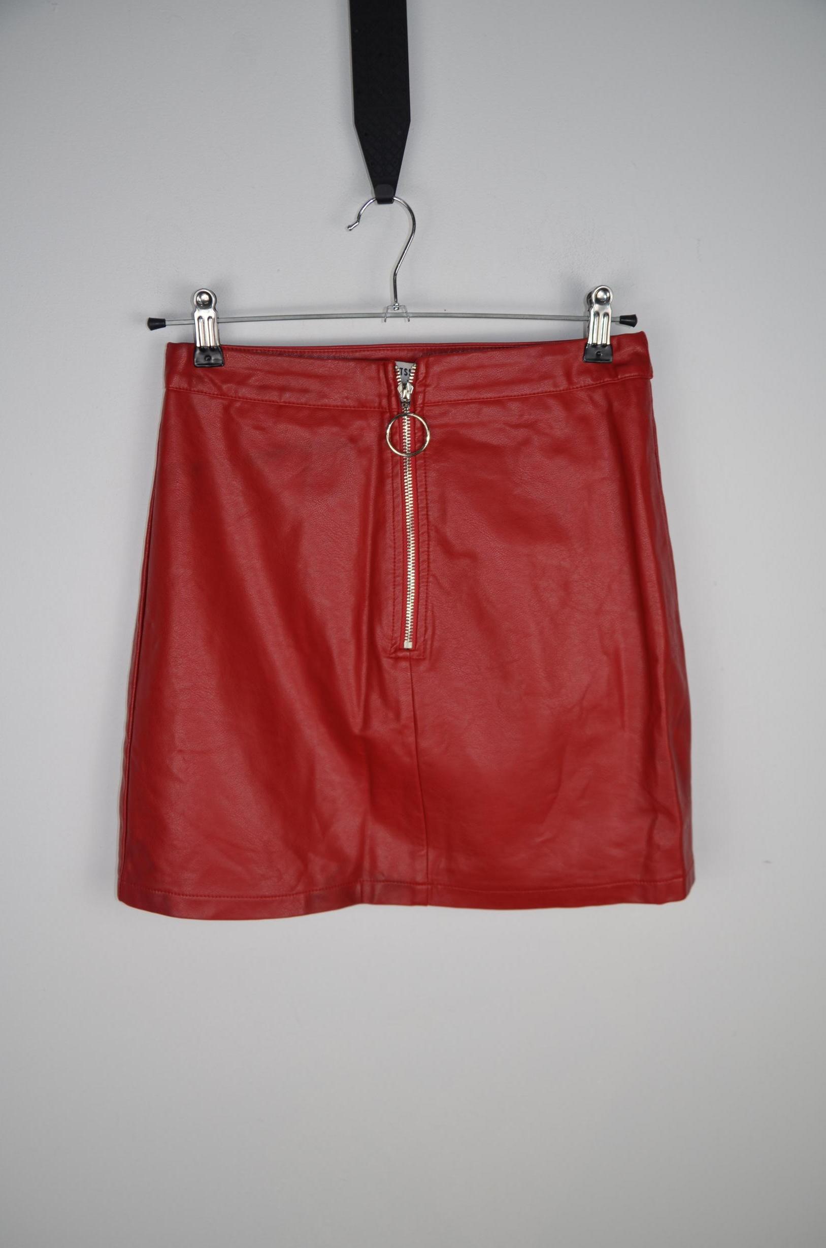 Thats So Fetch Womens Red Leather Skirt