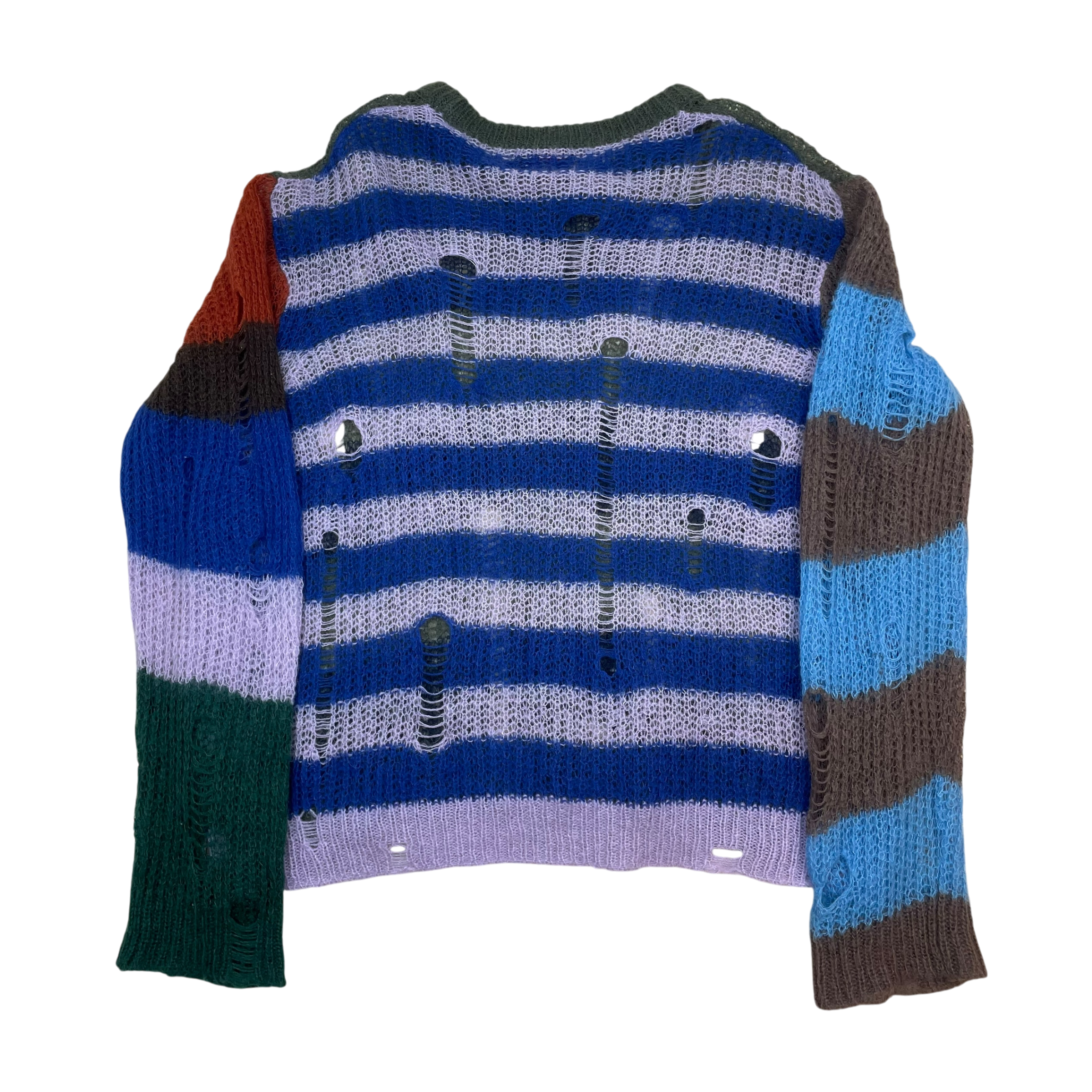 Heaven By Marc Jacobs SS22 Distressed Mohair-Blend Open Knit Crewneck Multi (Size L) thumbnail 3