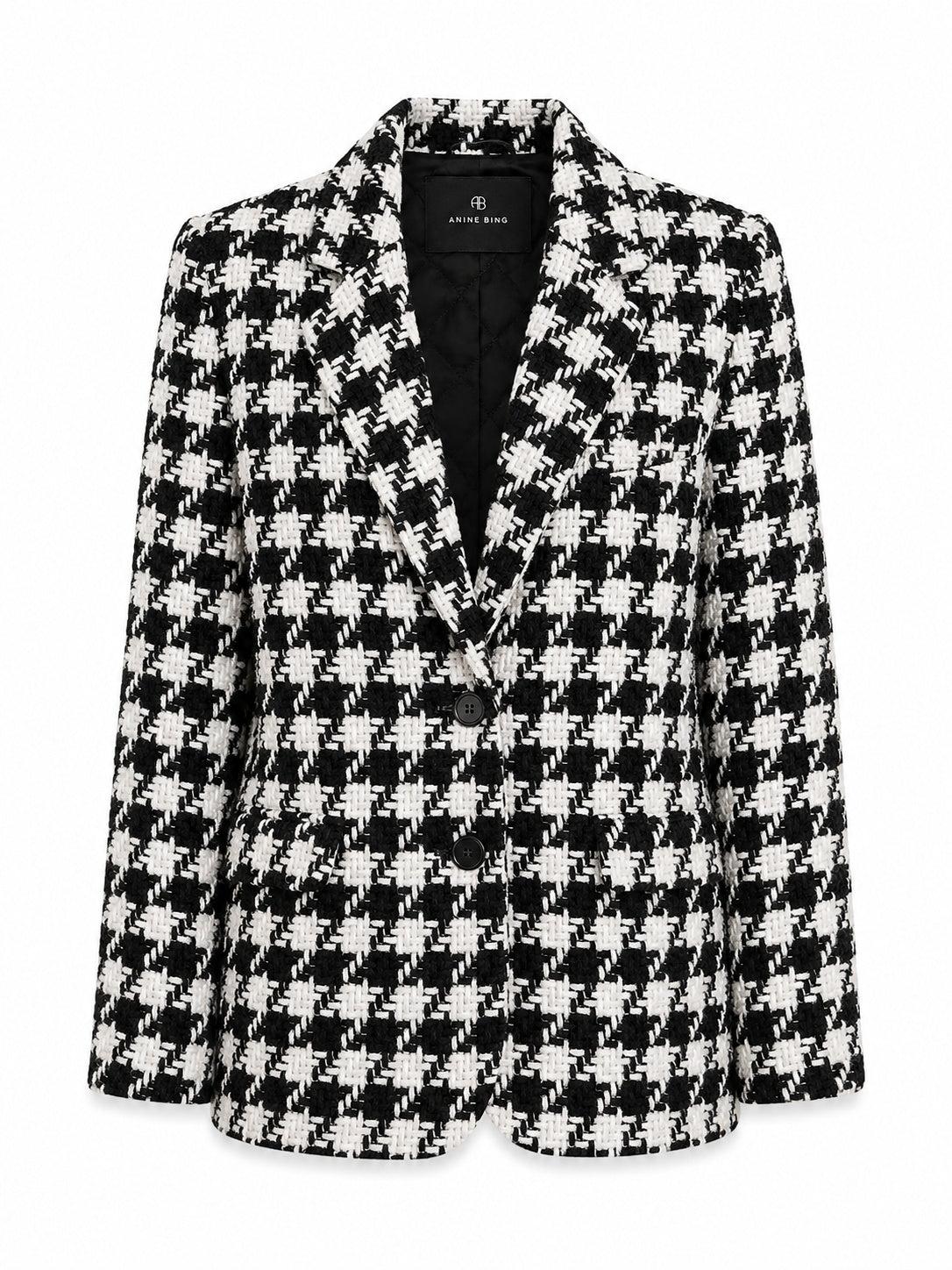 Anine Bing Black White Houndstooth Blazer M