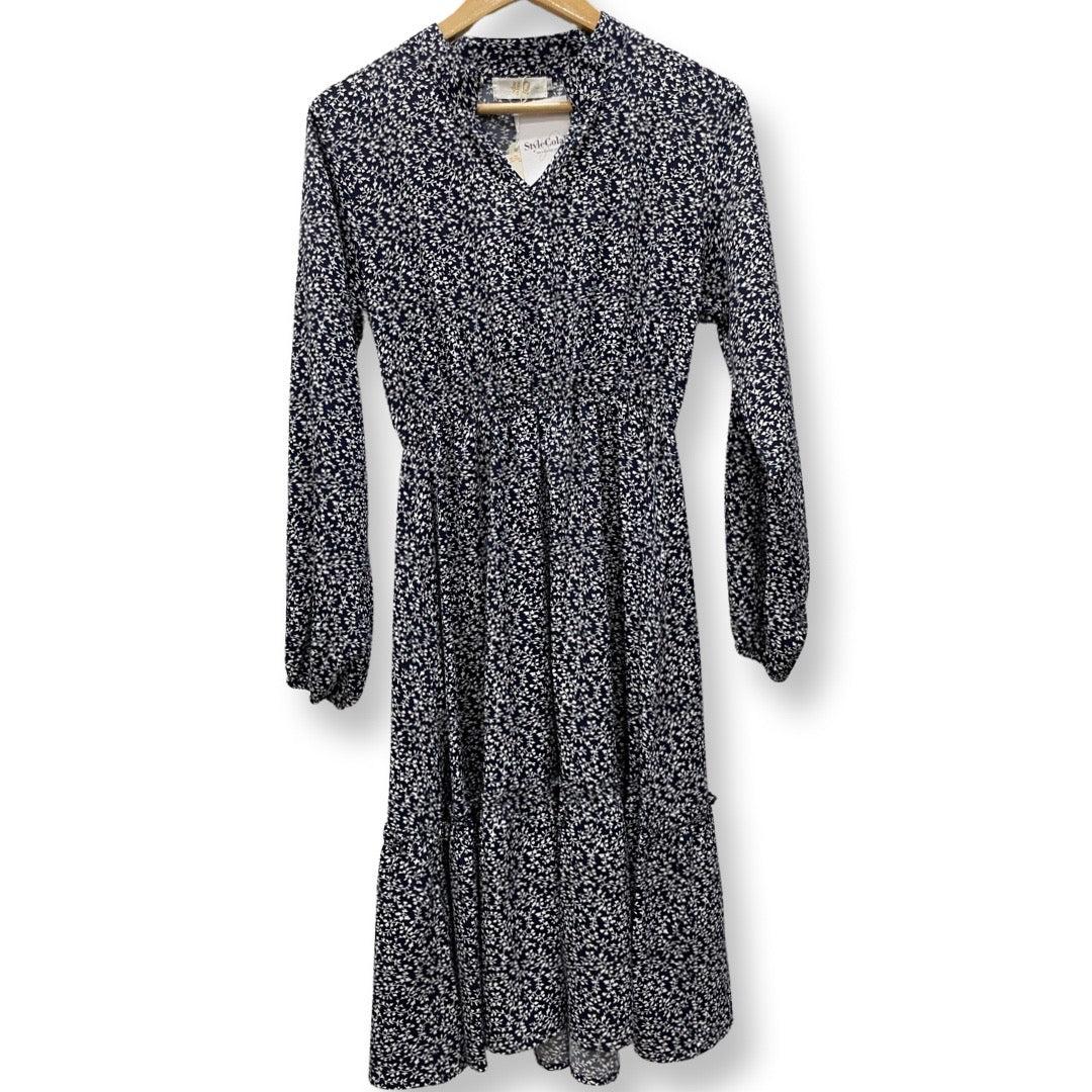Small Floral Dress sz S - Navy