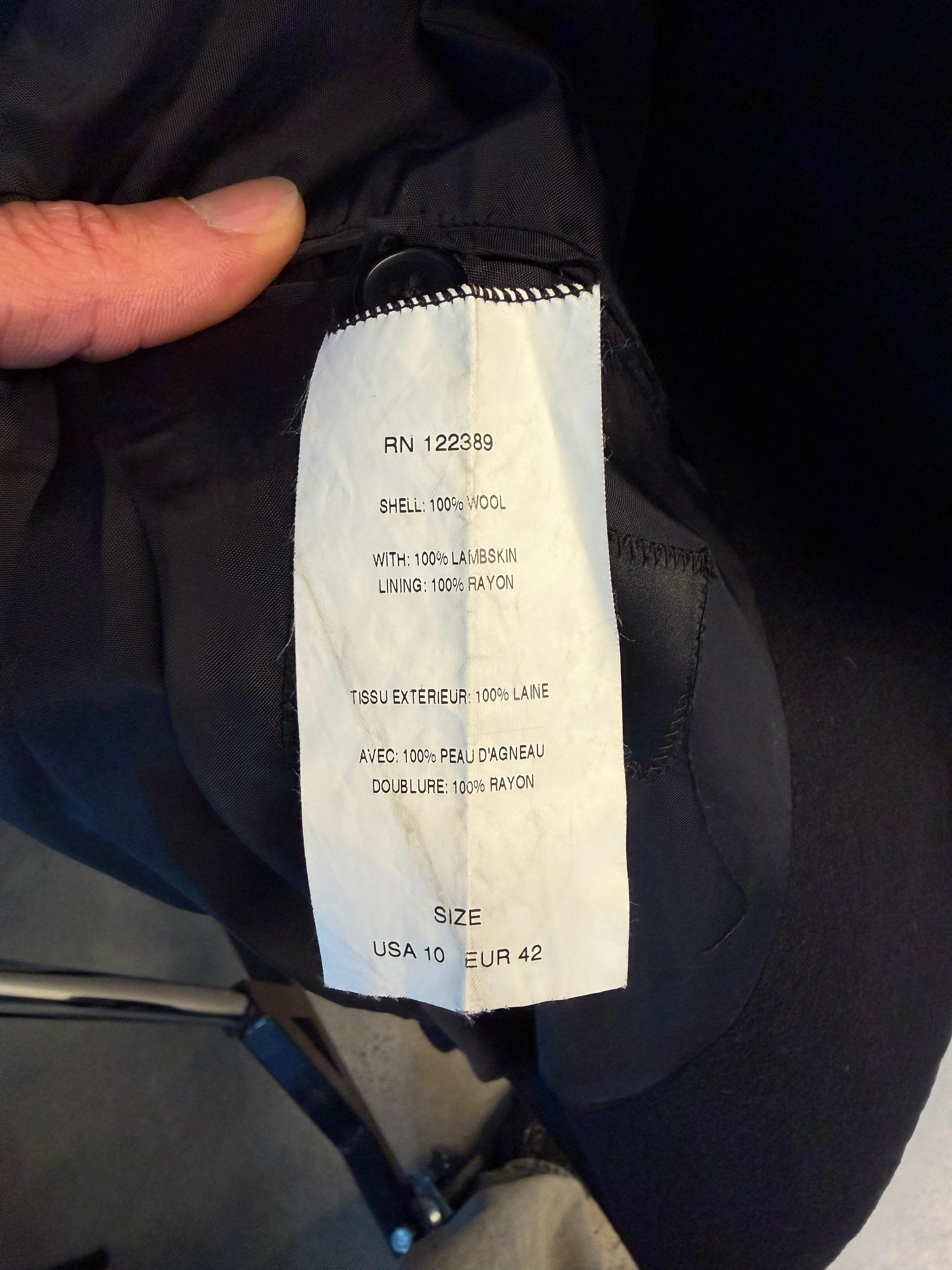The Row Early 2010s Wool & Lambskin Leather Sleeve Coat Black (Size 42) thumbnail 2