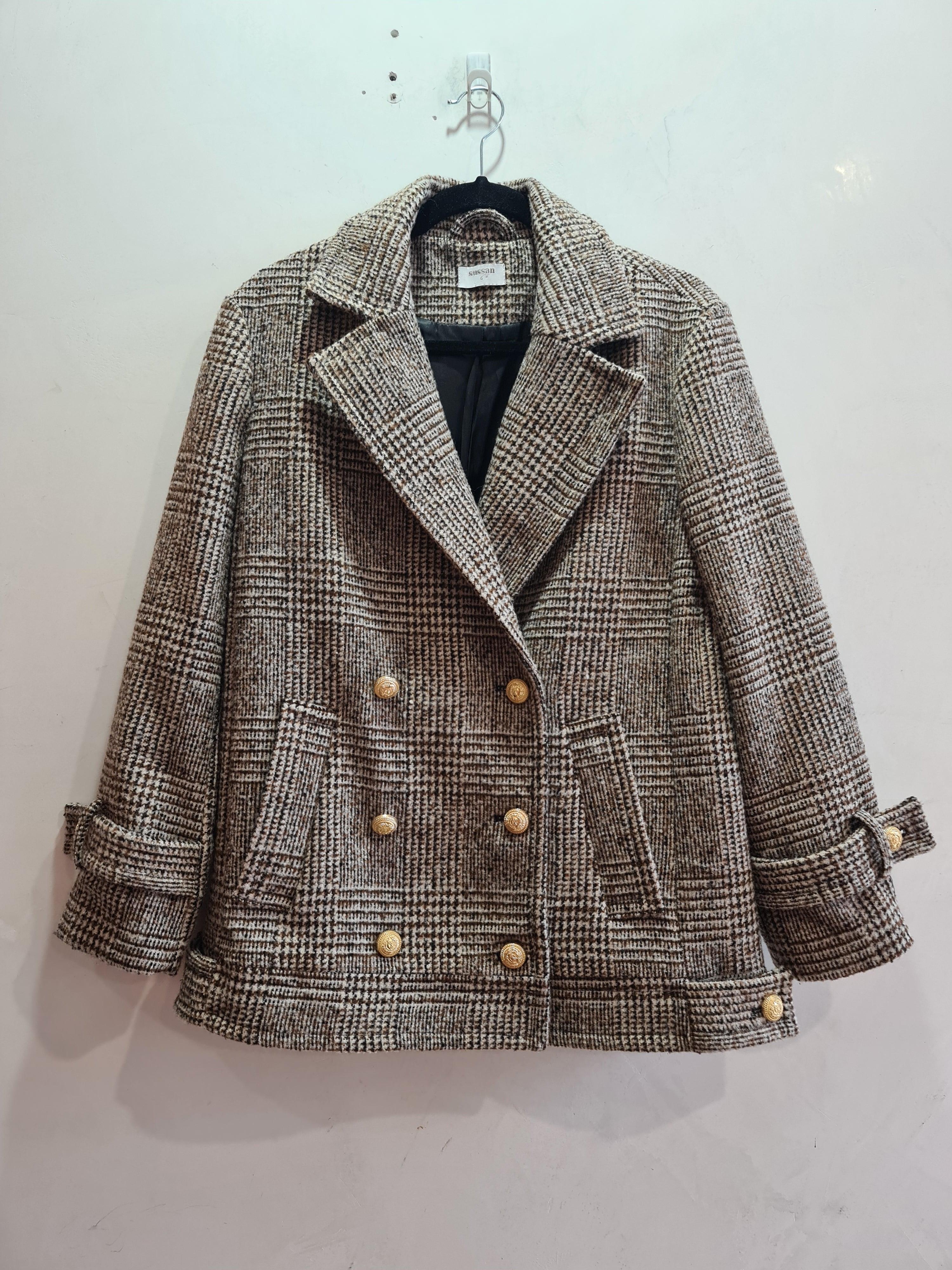 Sussan beige plaid jacket - size 6