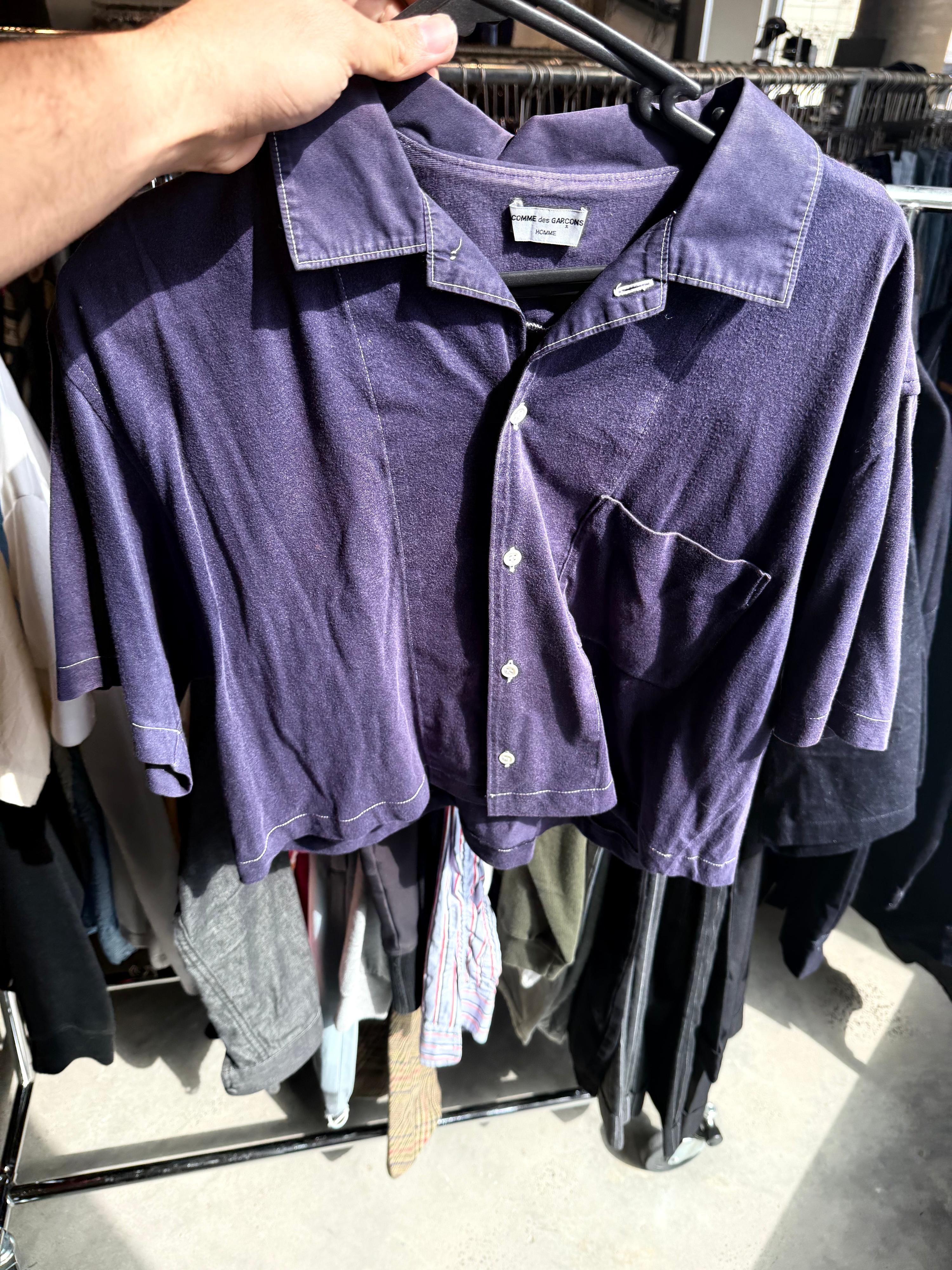 Comme Des Garçons Homme Cropped Short Sleeve Shirt Purple (Fits S)