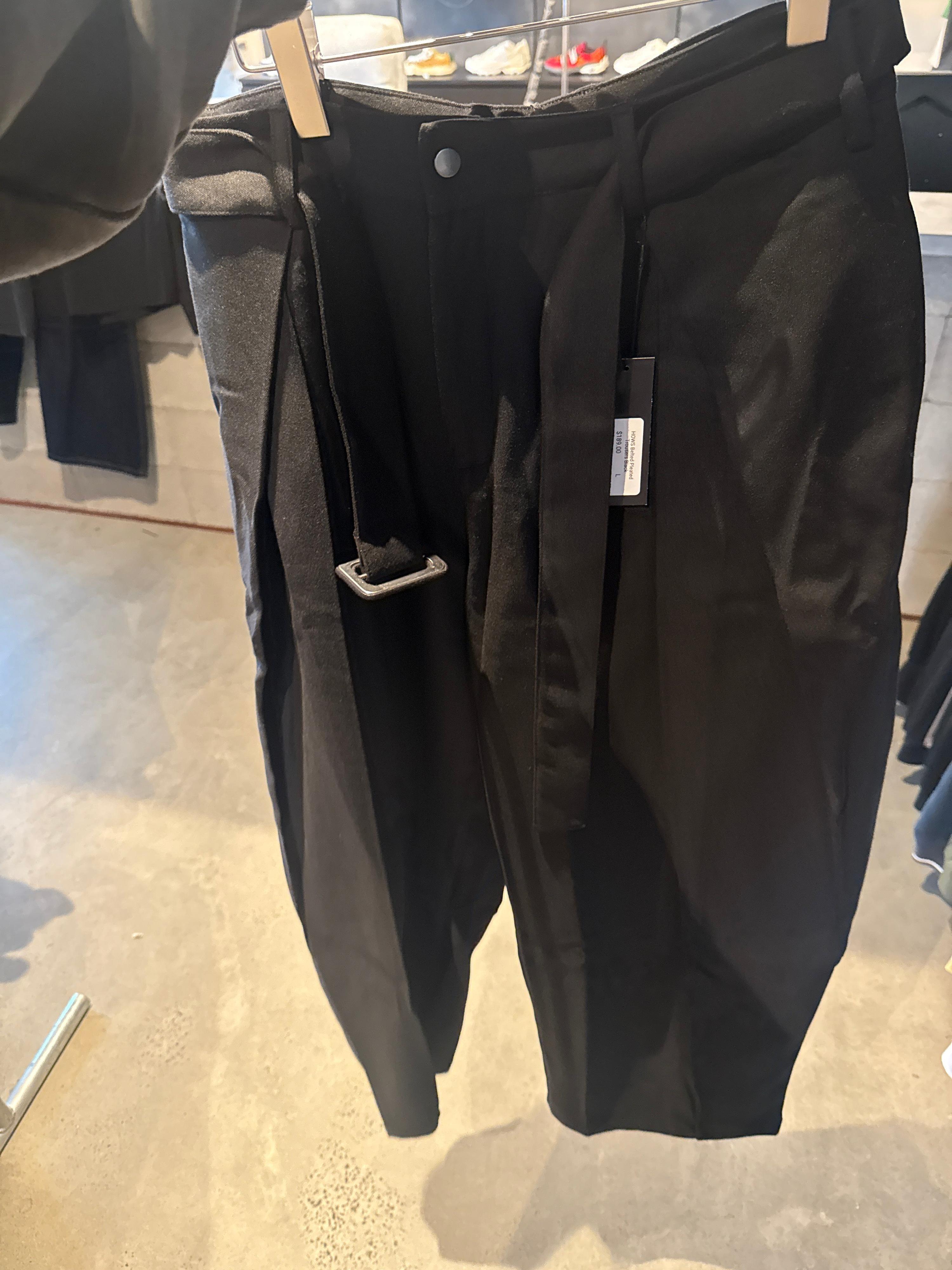 HOWS Belted Pleated Trousers Black - XL