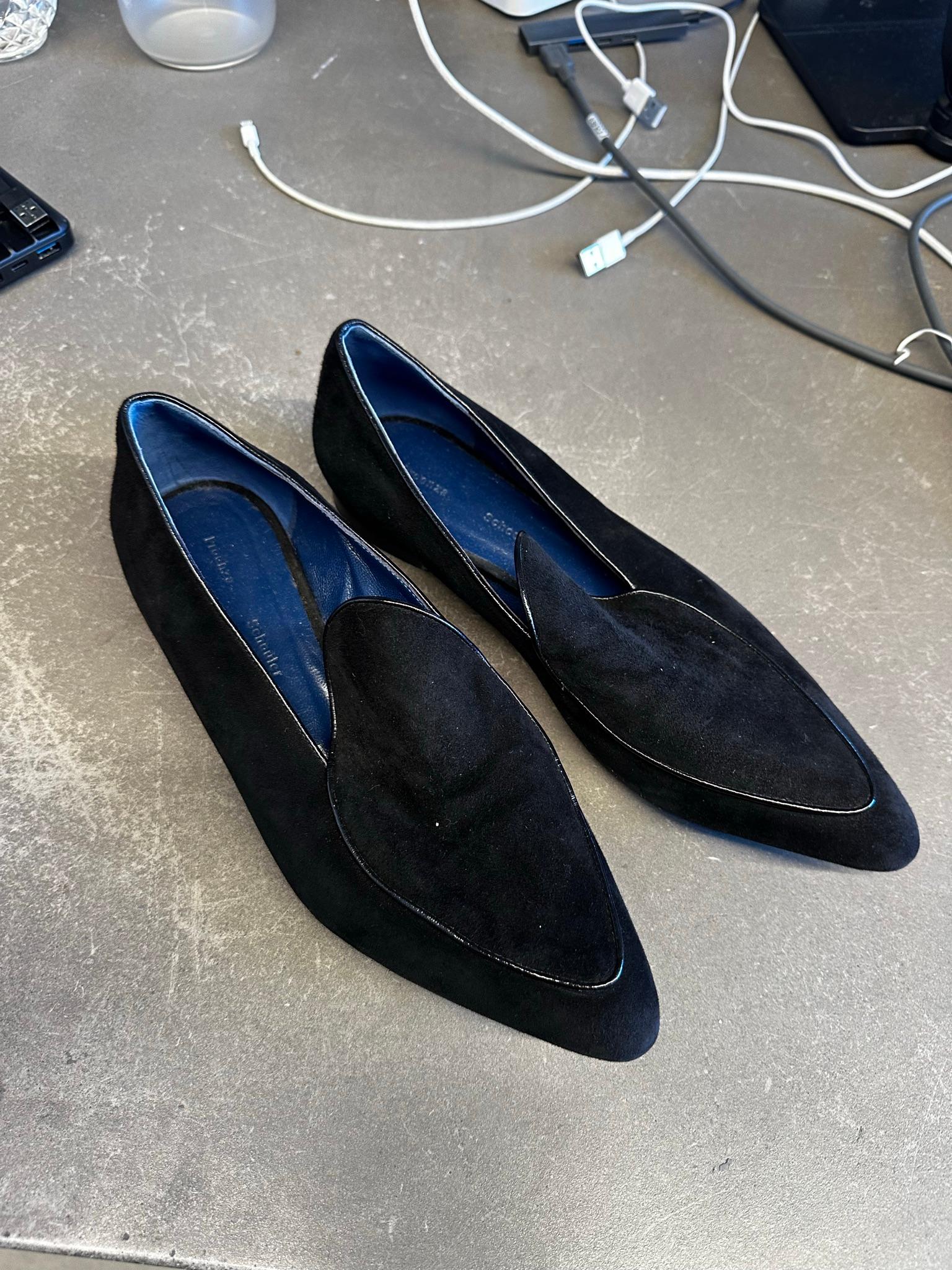 Proenza Schouler Pointed Toe Suede Loafers Black (Size EU38.5)