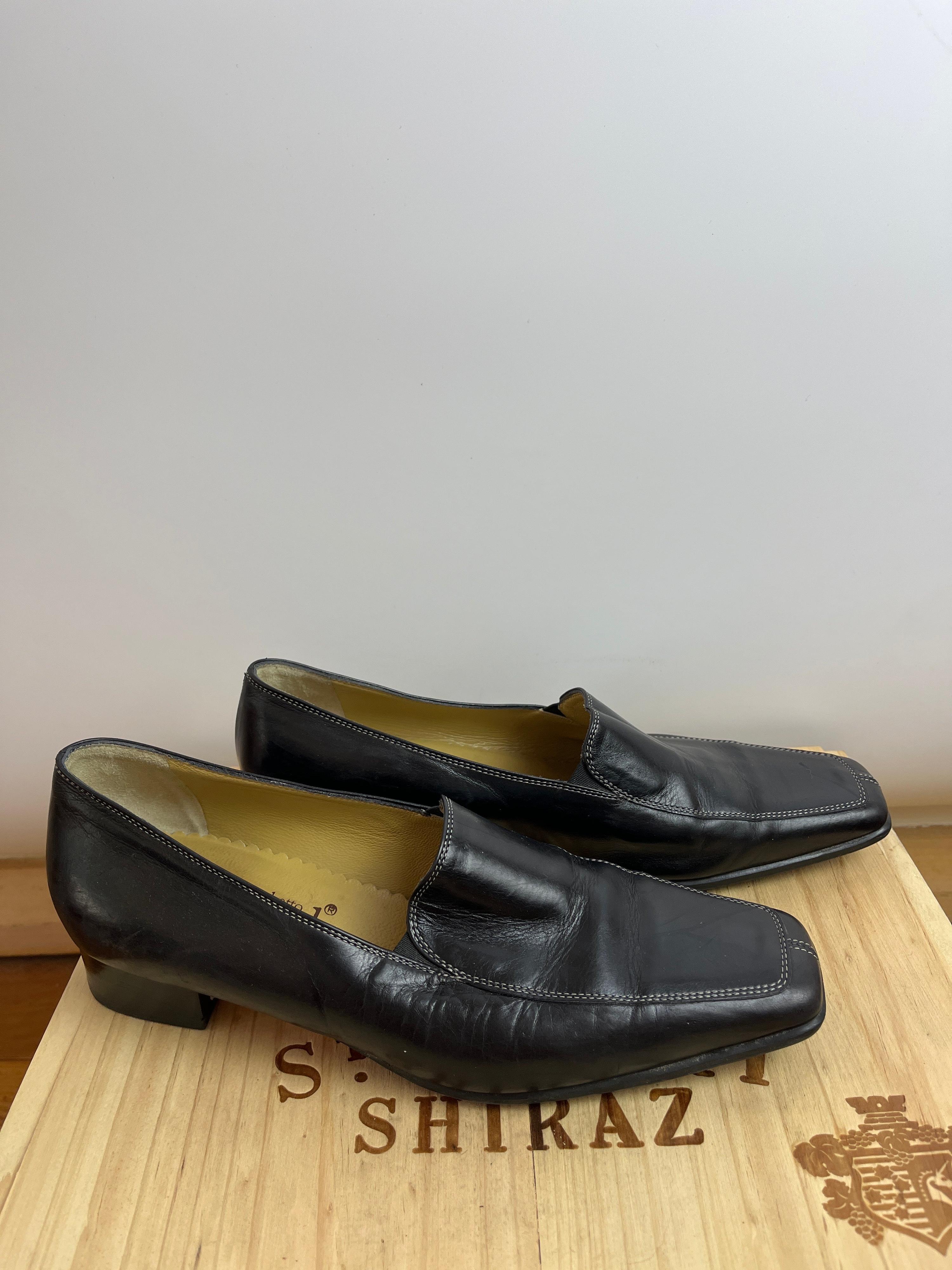 Vintage SACCHETTO TRIMOND Black Leather Mules Size 39.5 thumbnail 4
