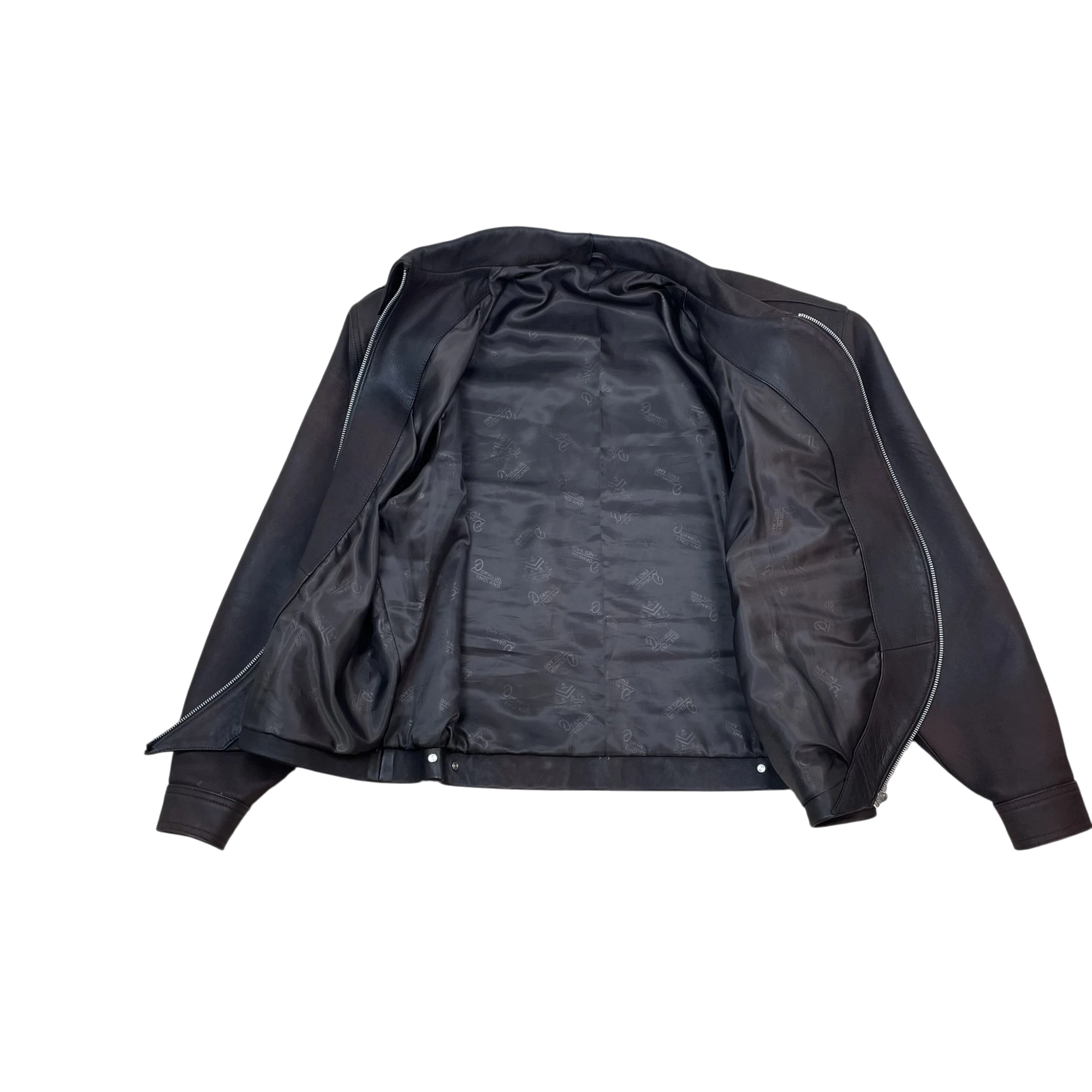 WMO Curved Zip Leather Jacket Ombre Brown (Fits L) thumbnail 5