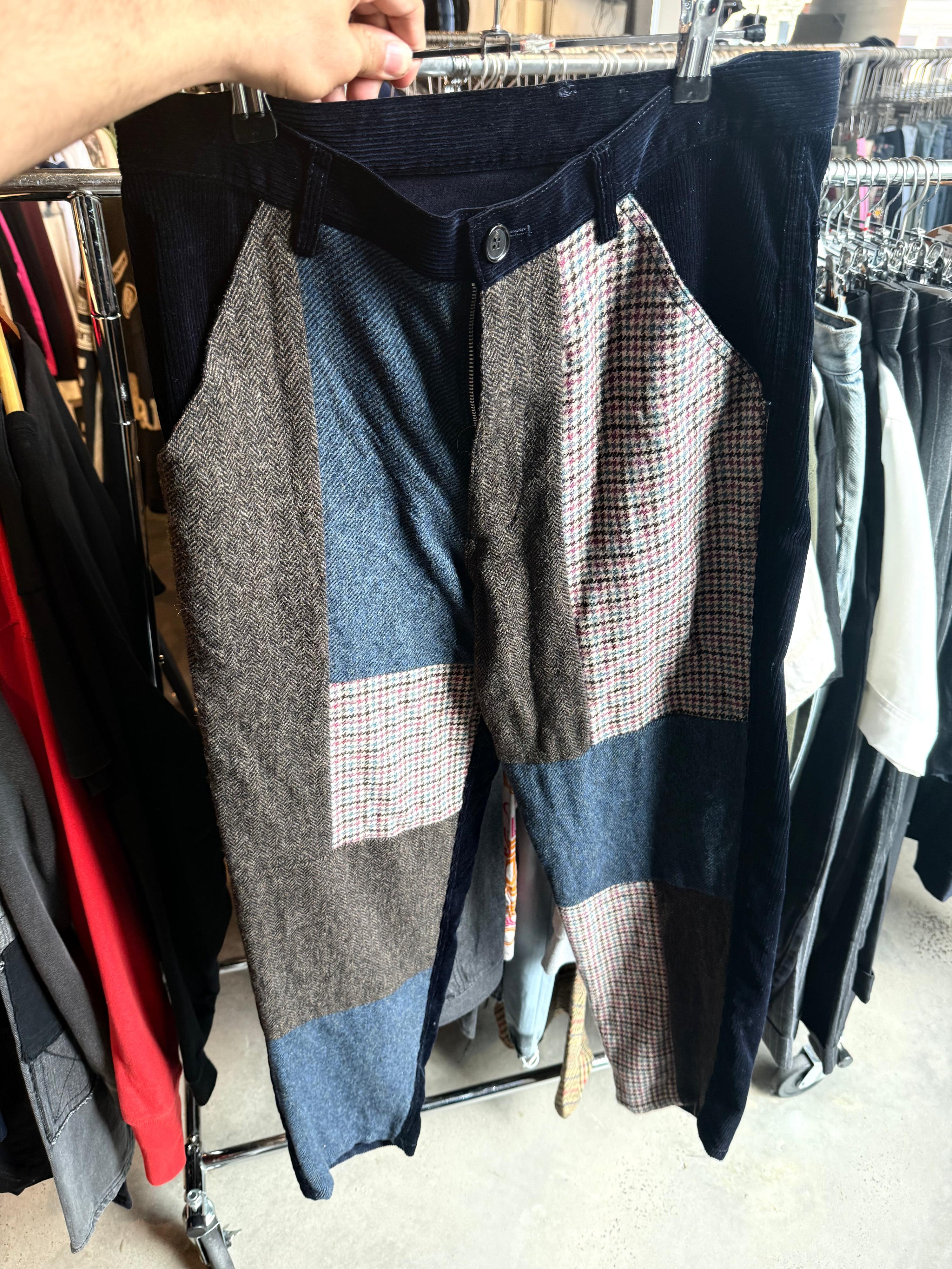 Comme Des Garçons SHIRT Patchwork Corduroy Pants Navy (Size S)