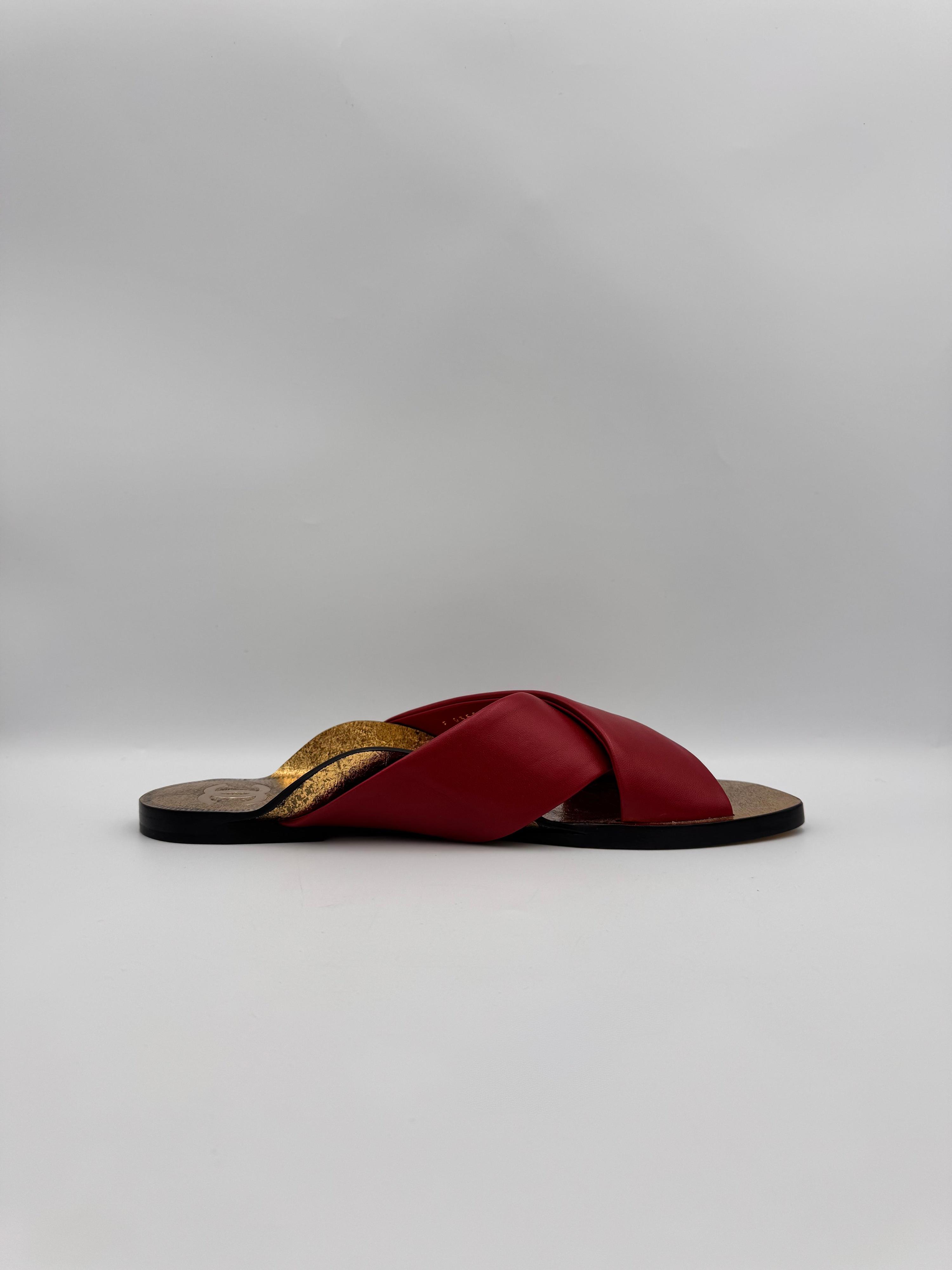 Chanel Red Lambskin Leather Mules Size 41C thumbnail 11
