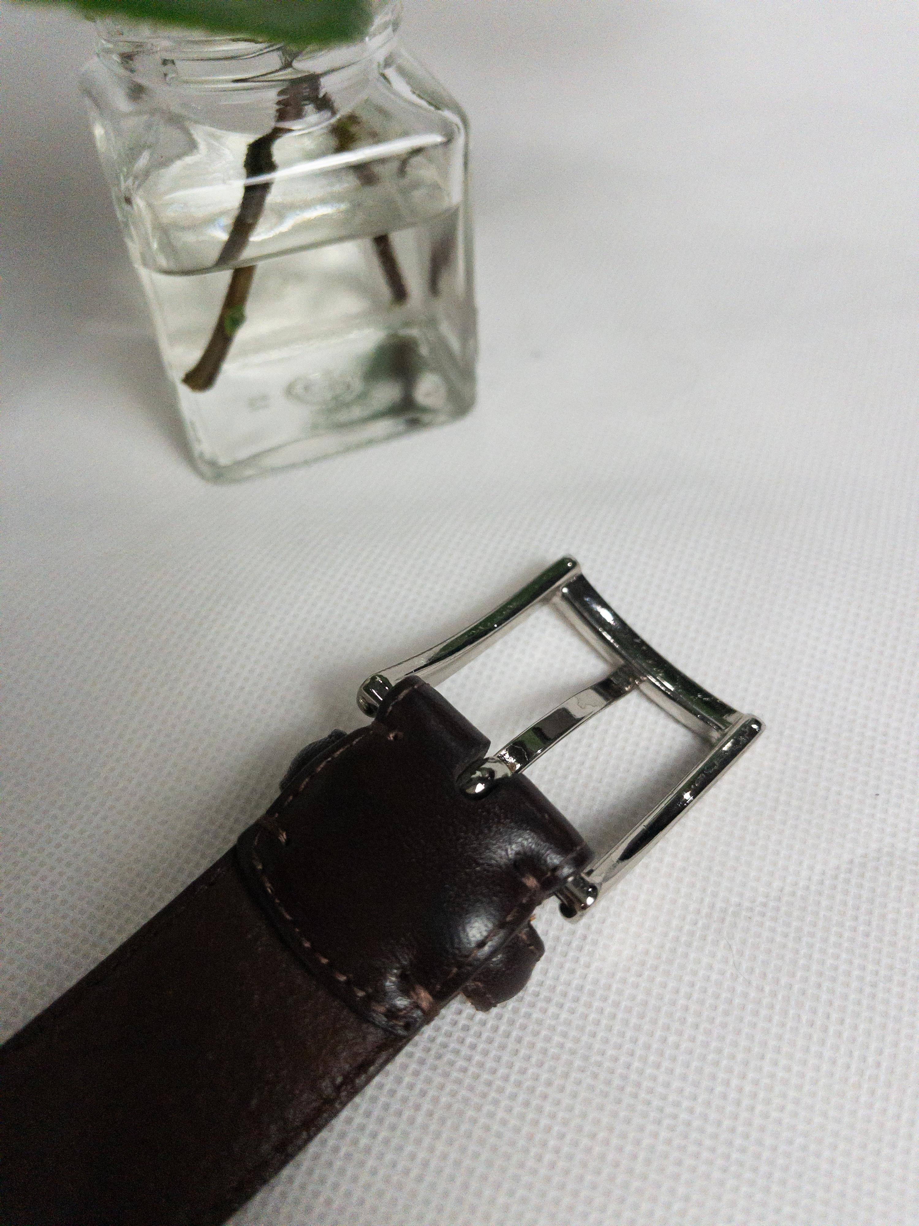 Vintage Brown Leather Belt Silver Hardware M/L thumbnail 3