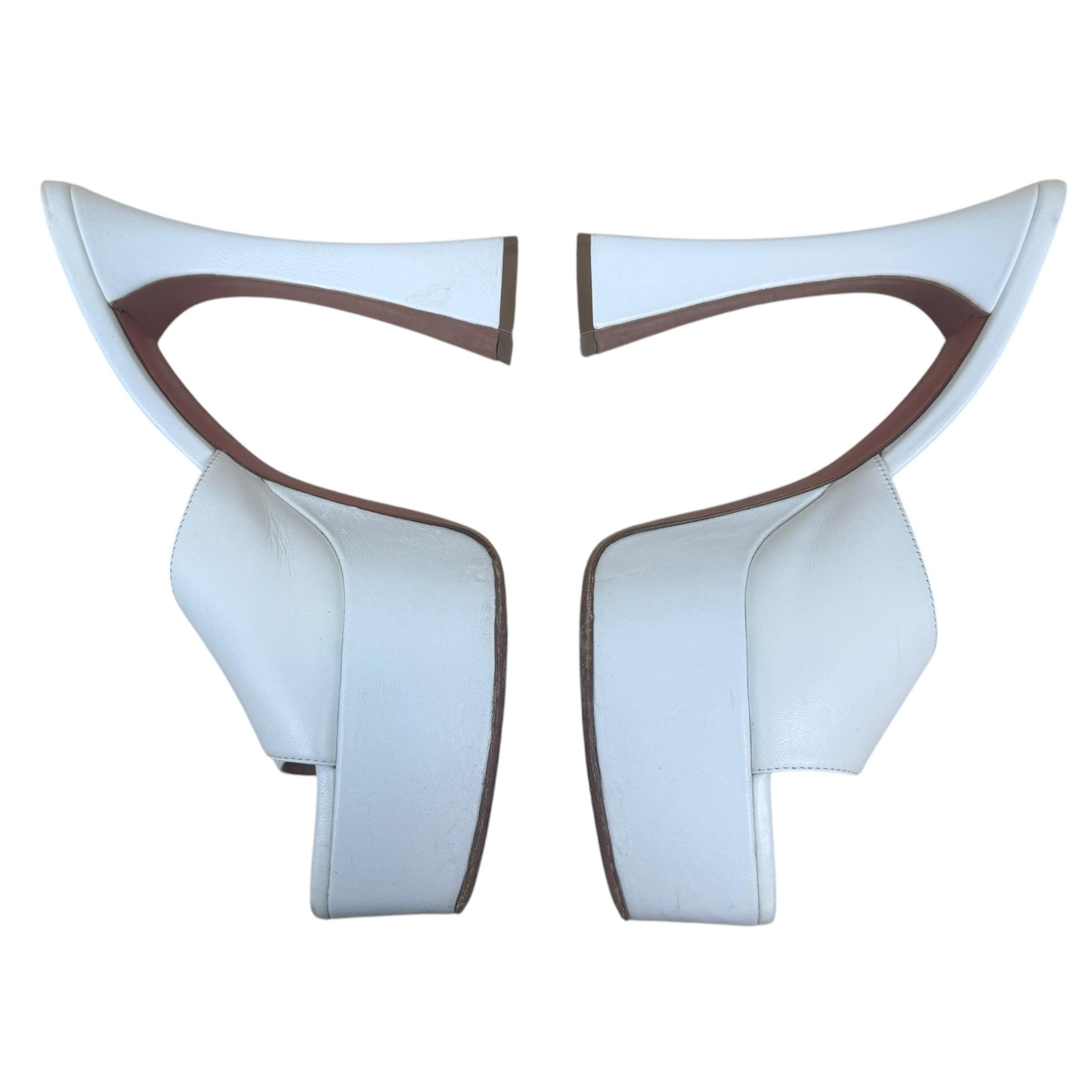 Amina Muaddi White Dalida Heels (Size EU37.5) thumbnail 5