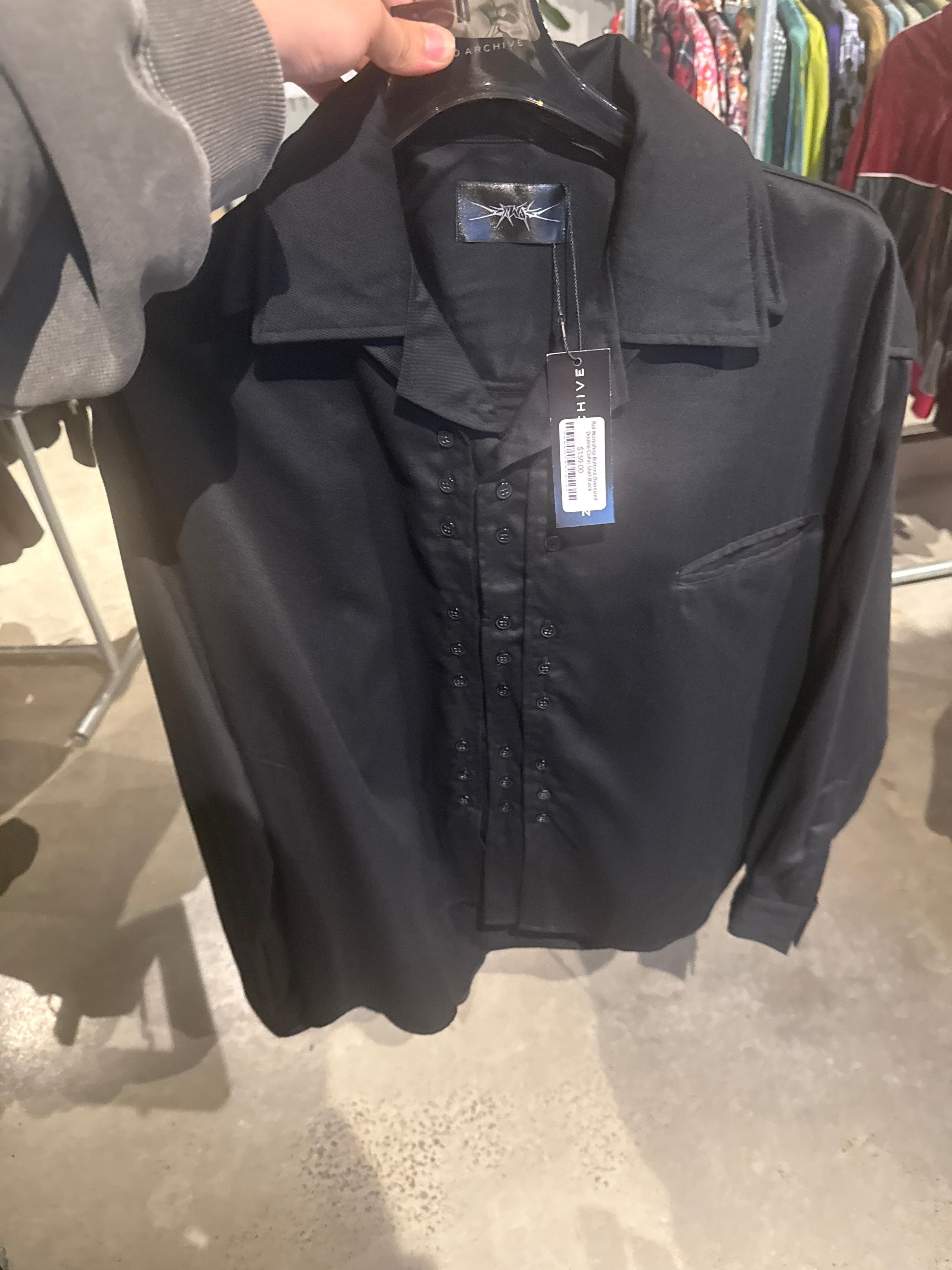 Roi Workshop Buttons Oversized Double-Collar Shirt Black - 2 (M)