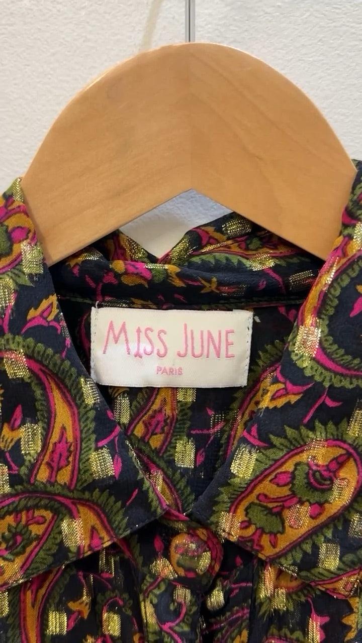 Miss June Black Metallic Paisley Blouse thumbnail 2