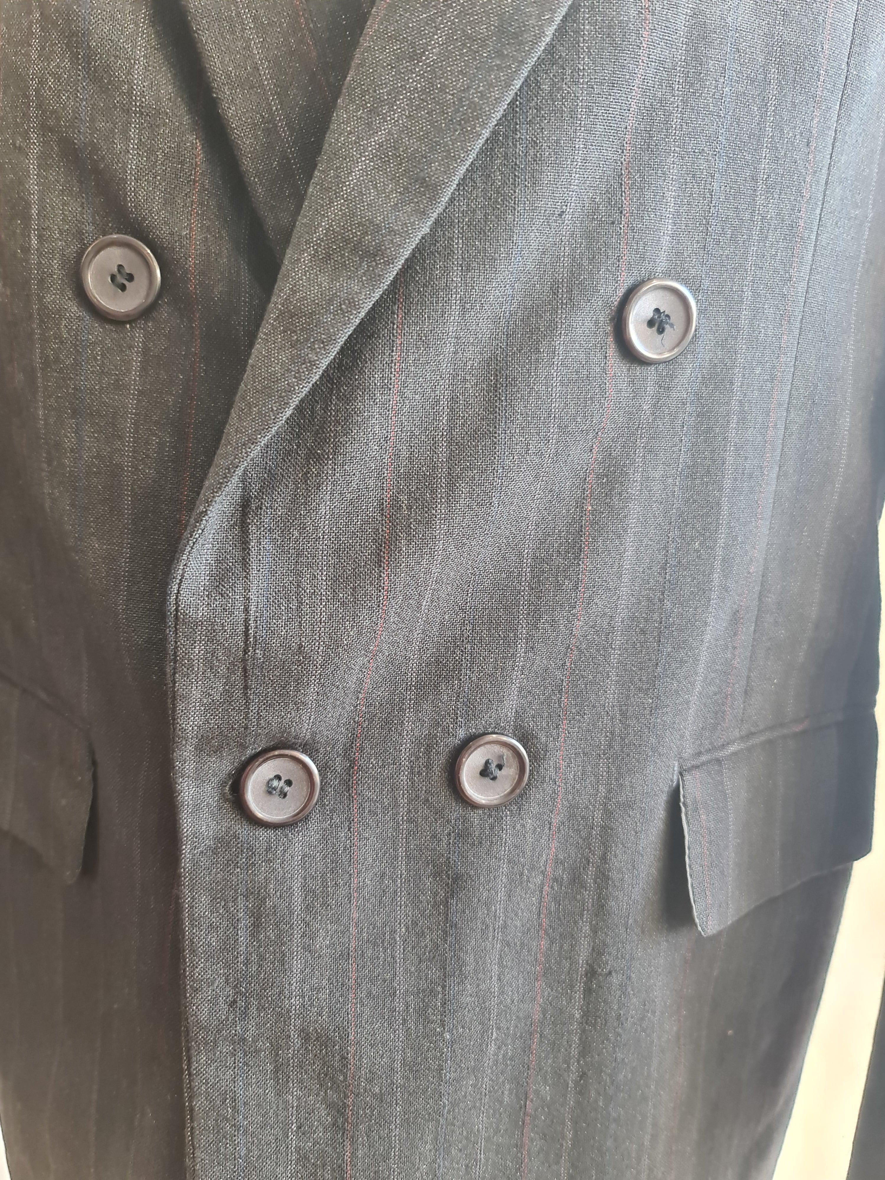 Vintage Caesar Dark Grey pinstripe Blazer - size L thumbnail 9