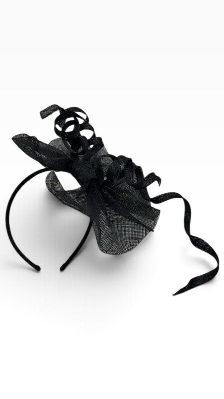 Black Sinamay Twirl Fascinator Headband thumbnail 2