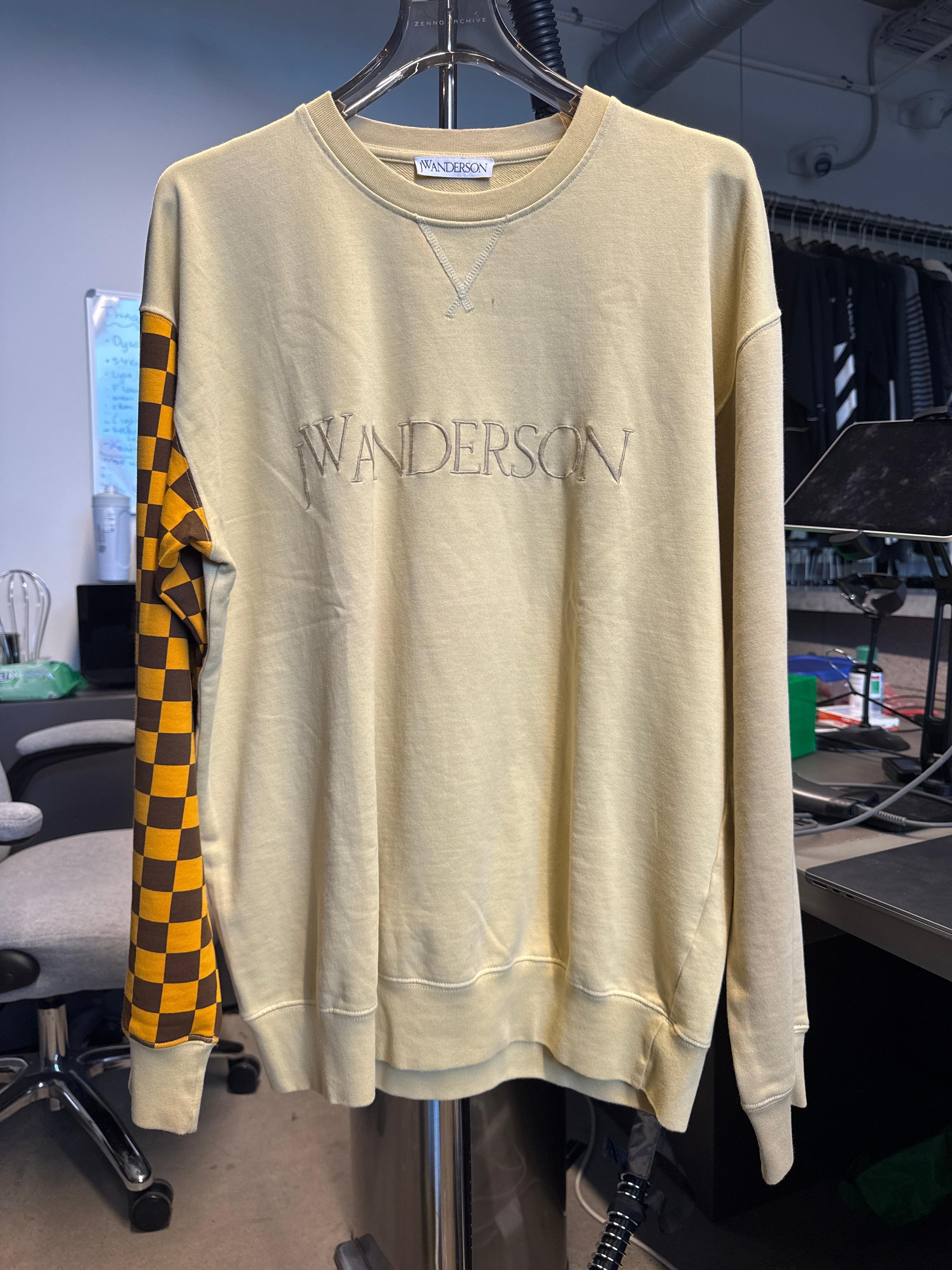 JW Anderson Checkerboard Sleeve Crewneck Sweatshirt Yellow (Size L)