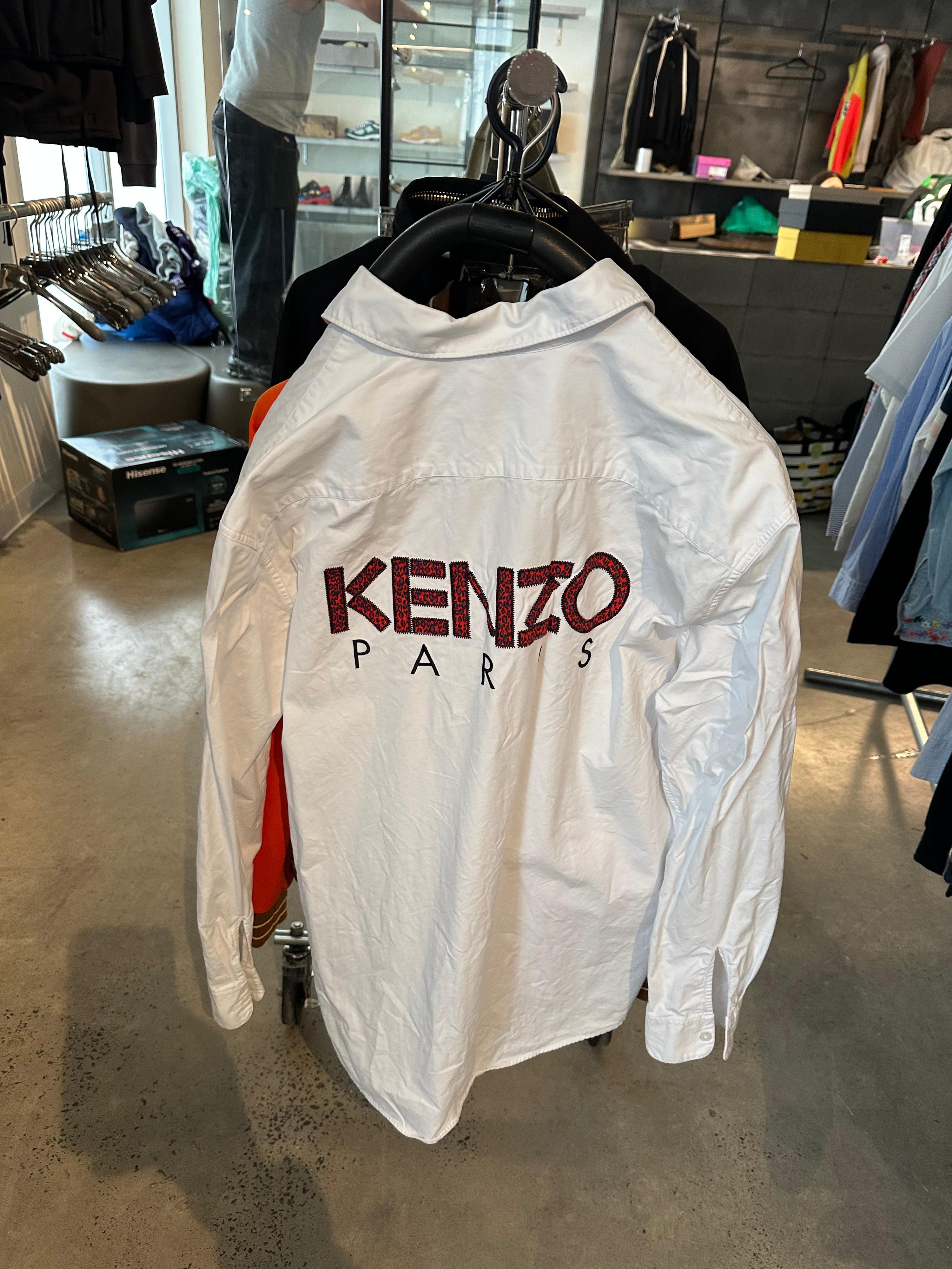 Kenzo Embroidered Logo Button-Up Shirt White (Size L)