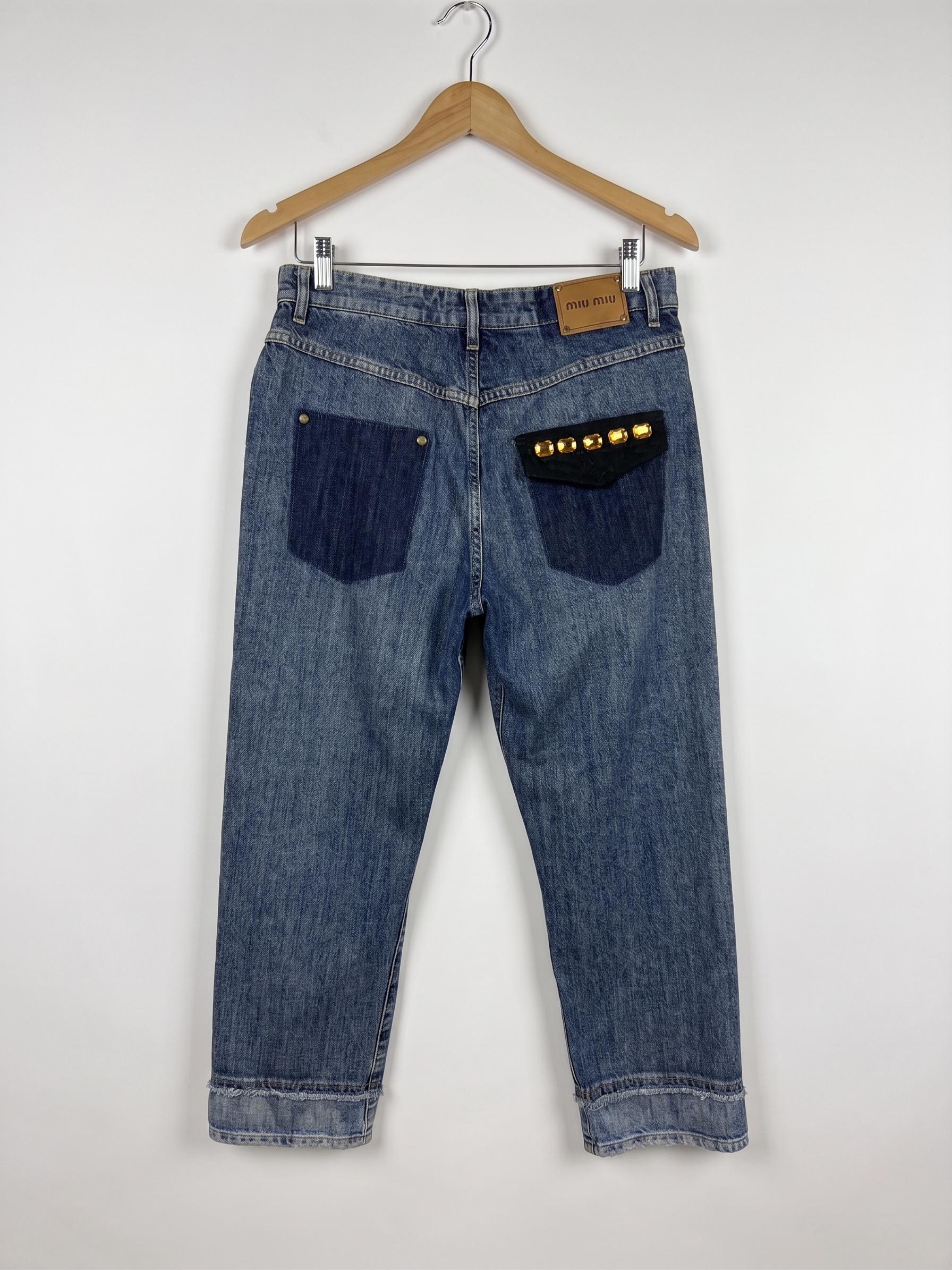 Miu Miu Blue Embellished Jeans 27 thumbnail 2
