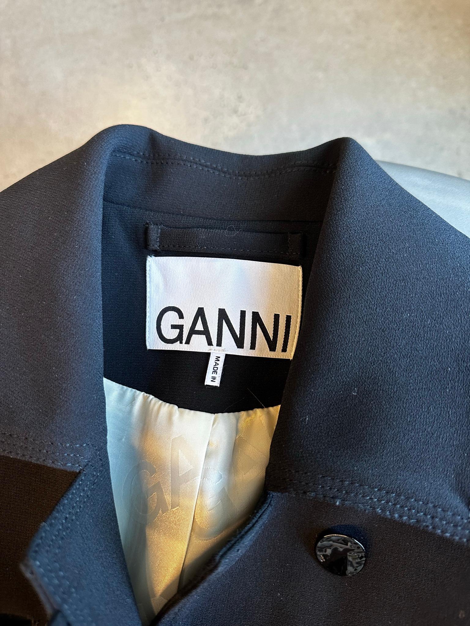 Ganni Long Overcoat Black (Size 34) thumbnail 2