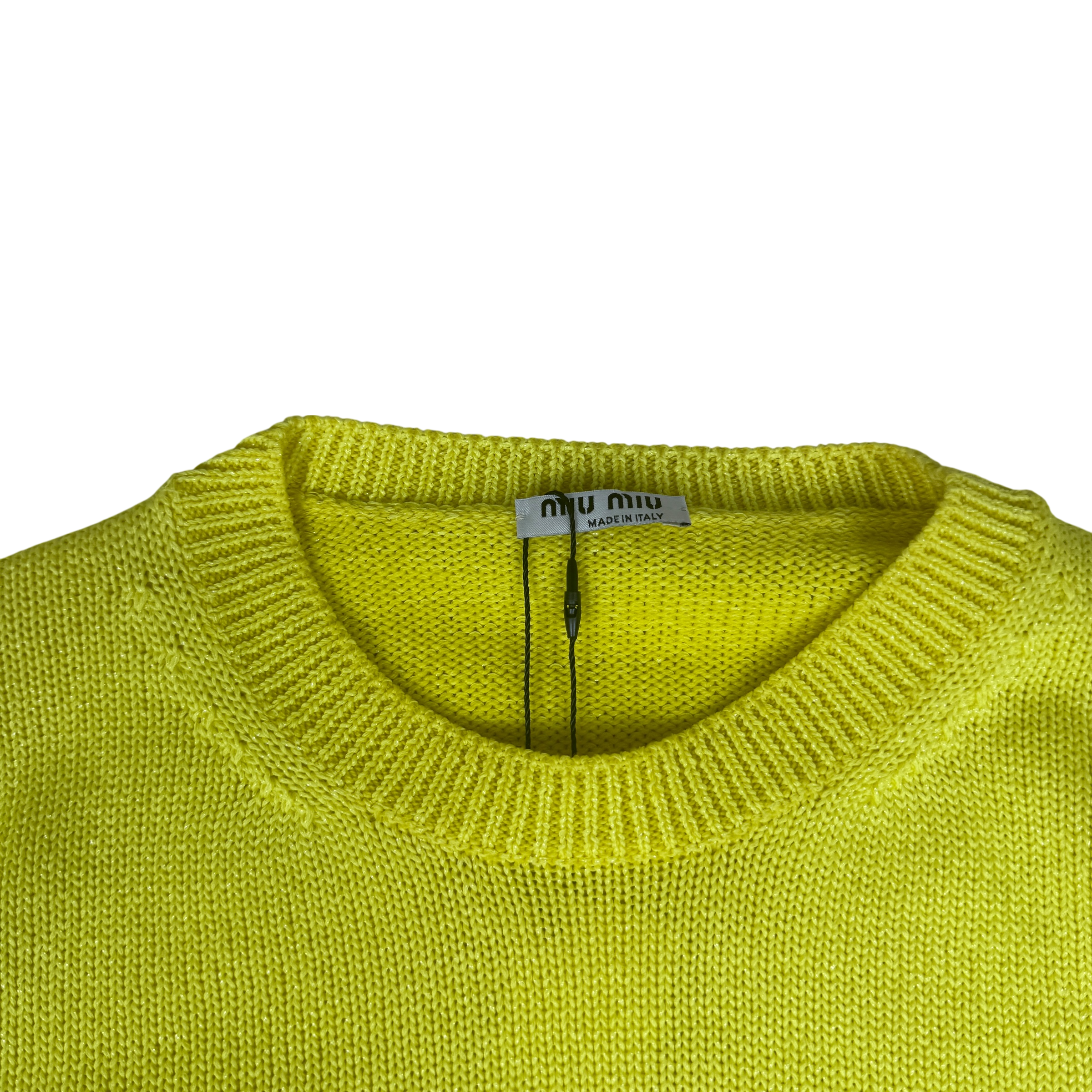 Miu Miu Yellow Sparkly Cropped Knit (Size 40) thumbnail 3