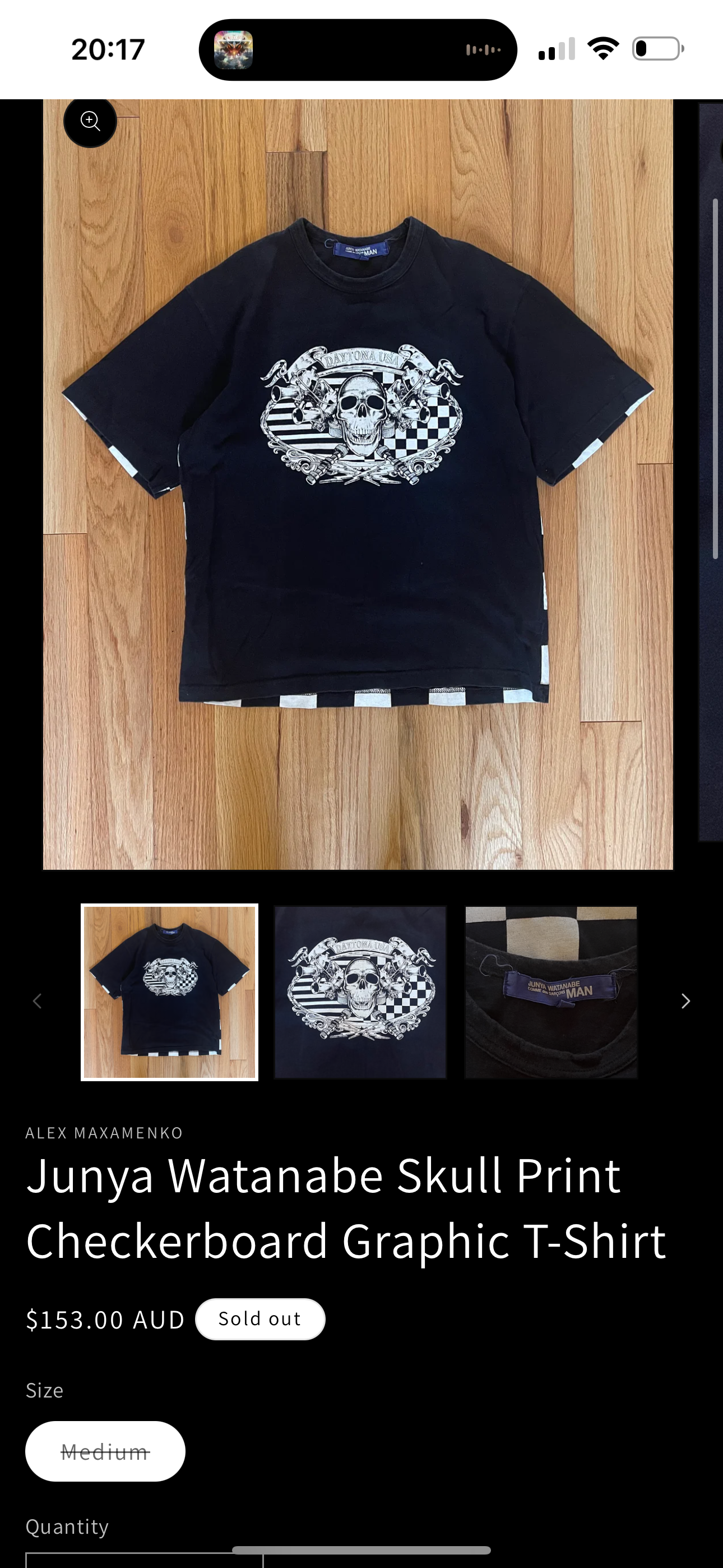 Junya Wantanabe MAN Comme Des Garçons AD2002 ‘Daytona USA’ Graphic Print T-Shirt Black thumbnail 2
