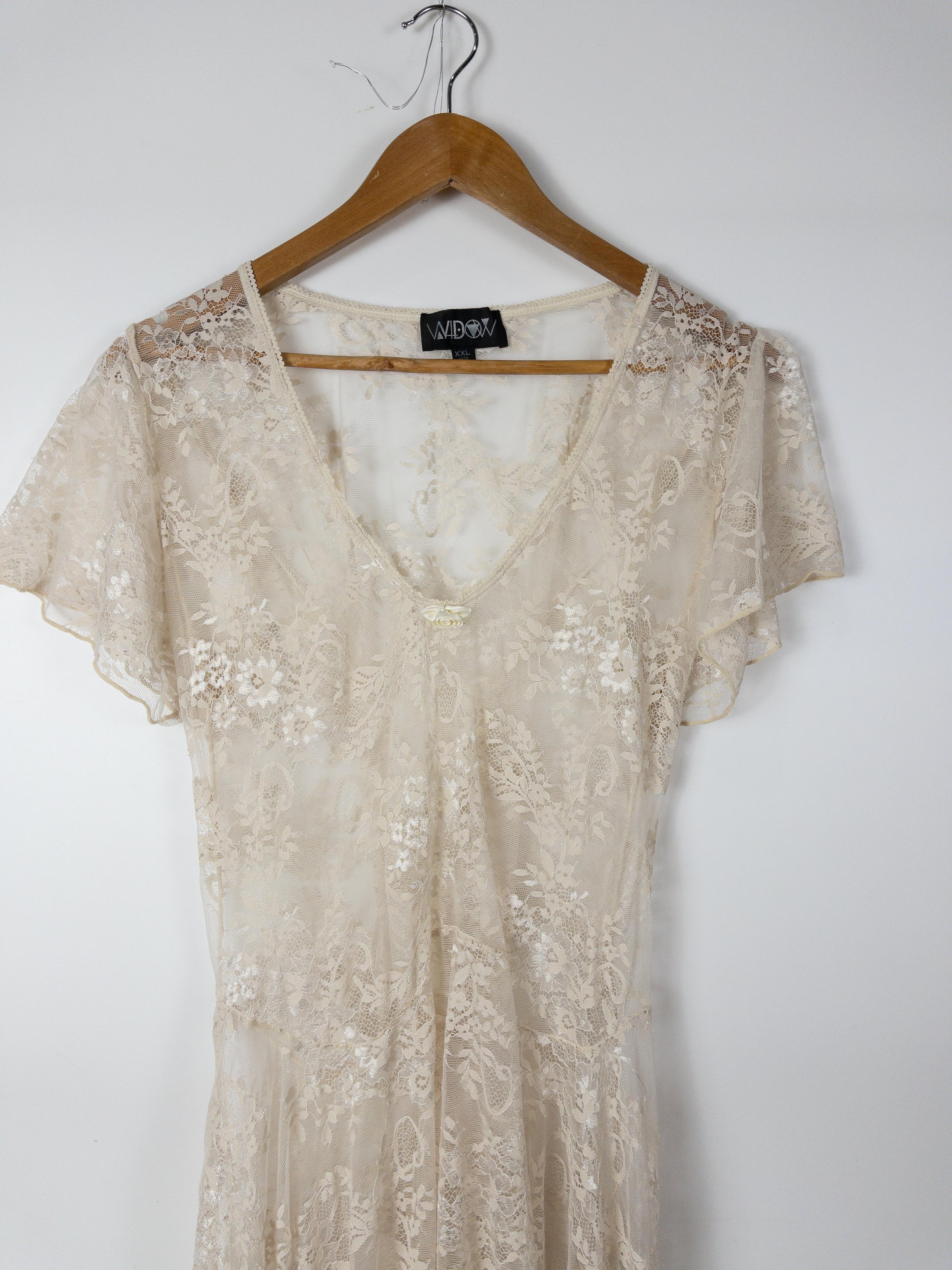 Ivory See Through Stretchy Lace Midi Dress Size M/L/XL thumbnail 4