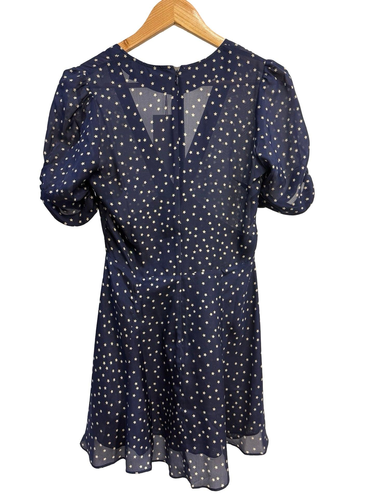 Realisation Par Navy & White Star Print Silk Dress S thumbnail 2