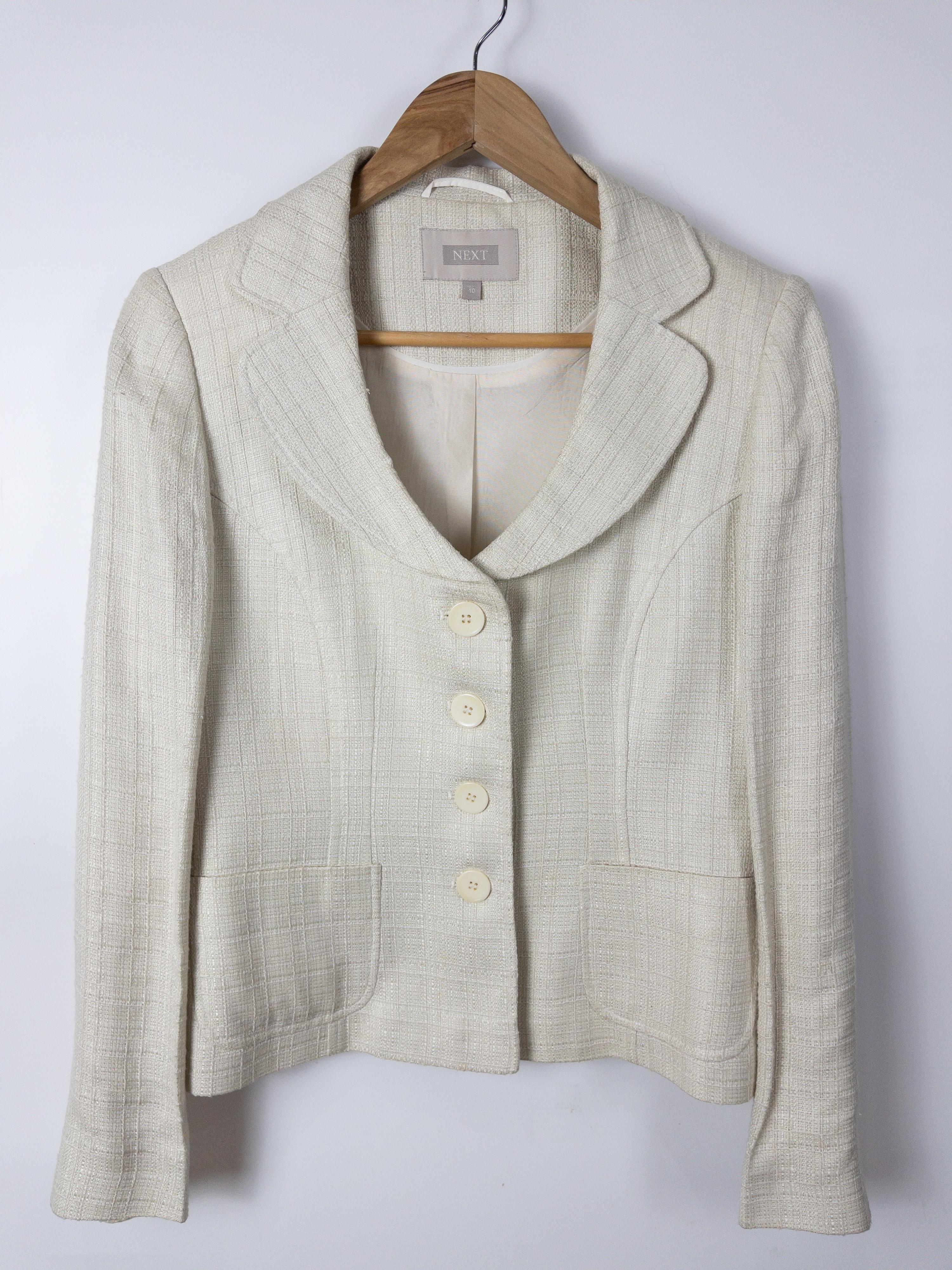 NEXT Round Collar Cream Jacket Size 10 thumbnail 3