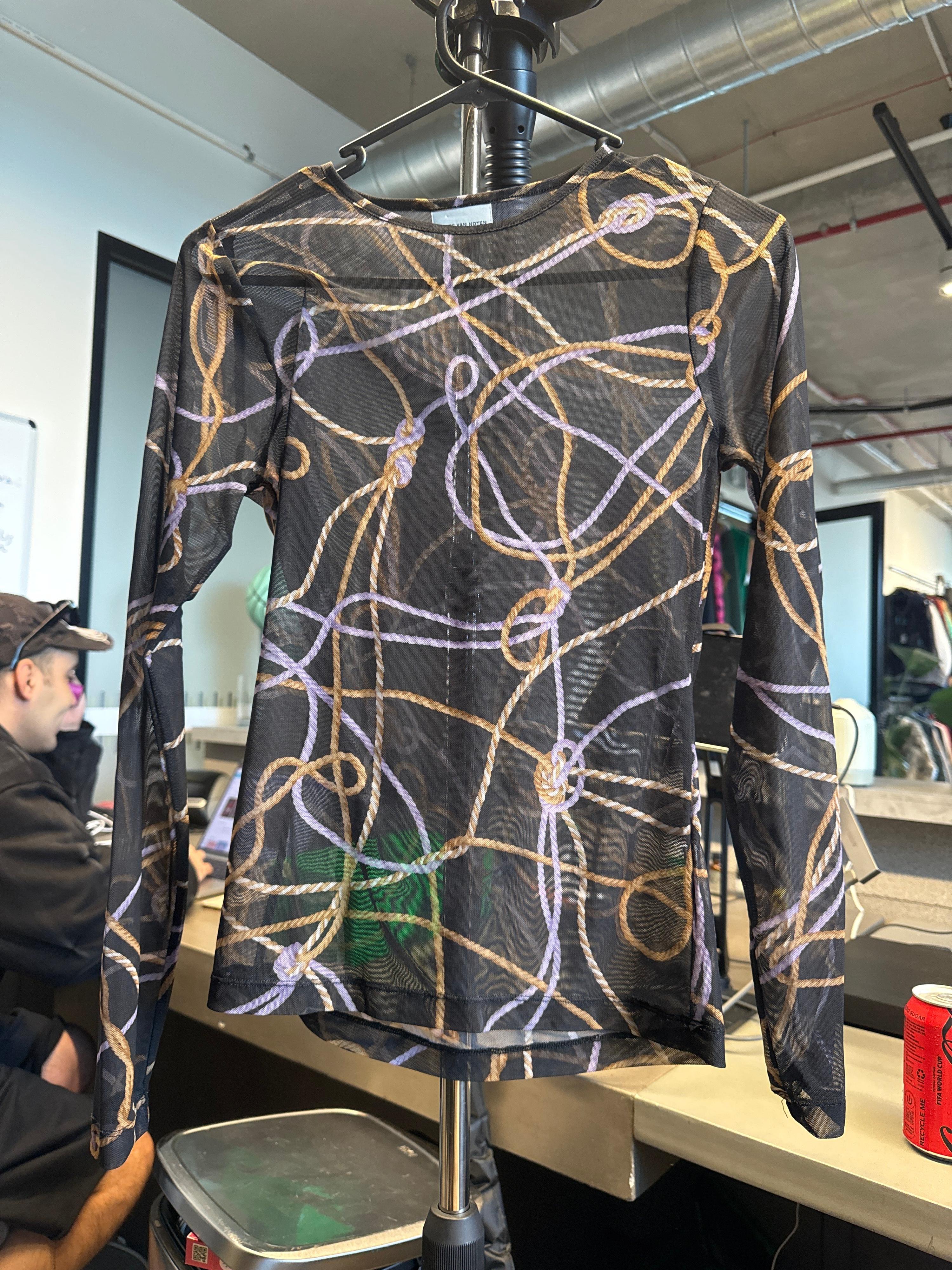 Dries Van Noten Black Mesh Rope Top
