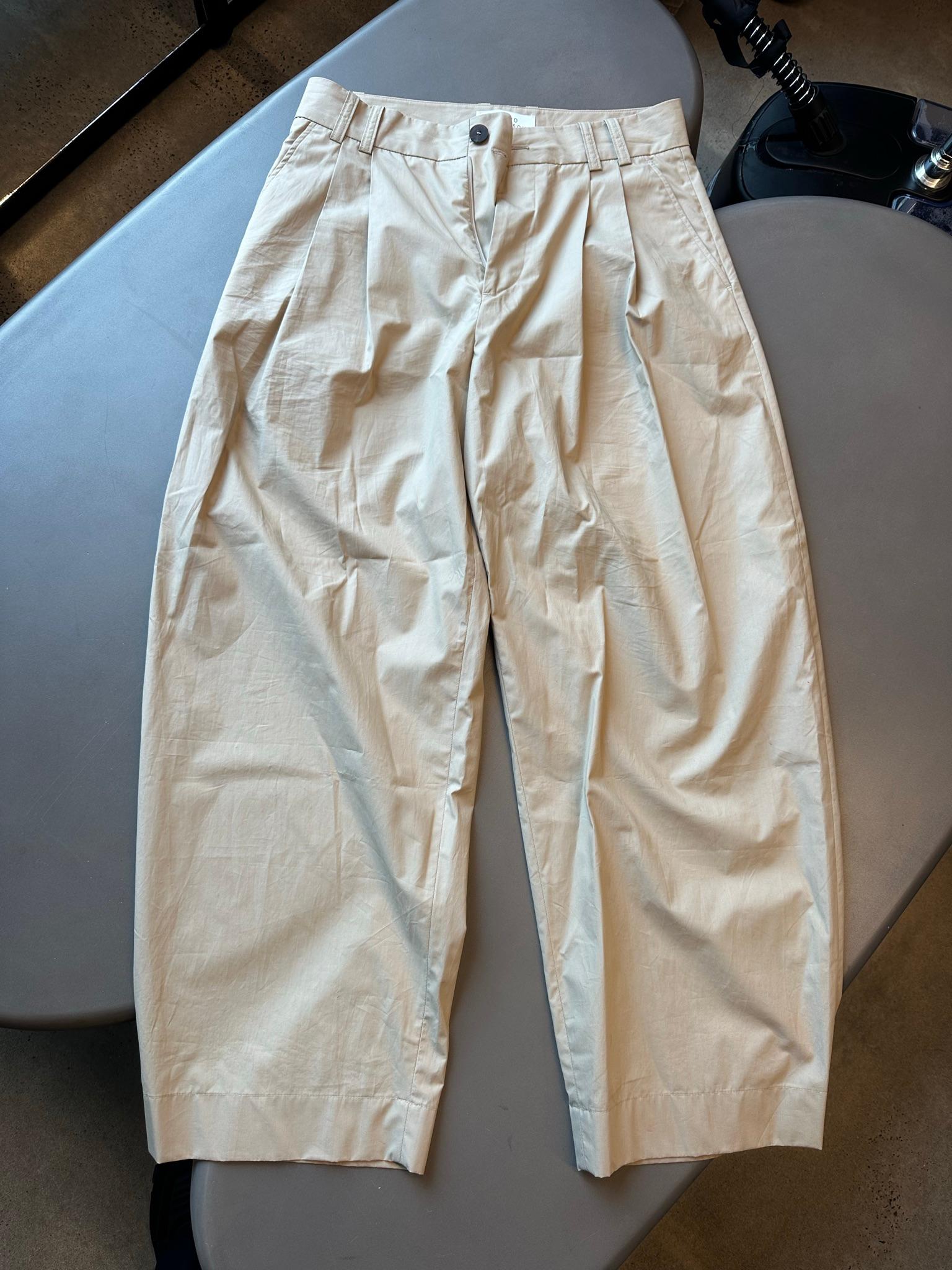 Studio Nicholson Pleated Wide Leg Trousers Beige (Size S)