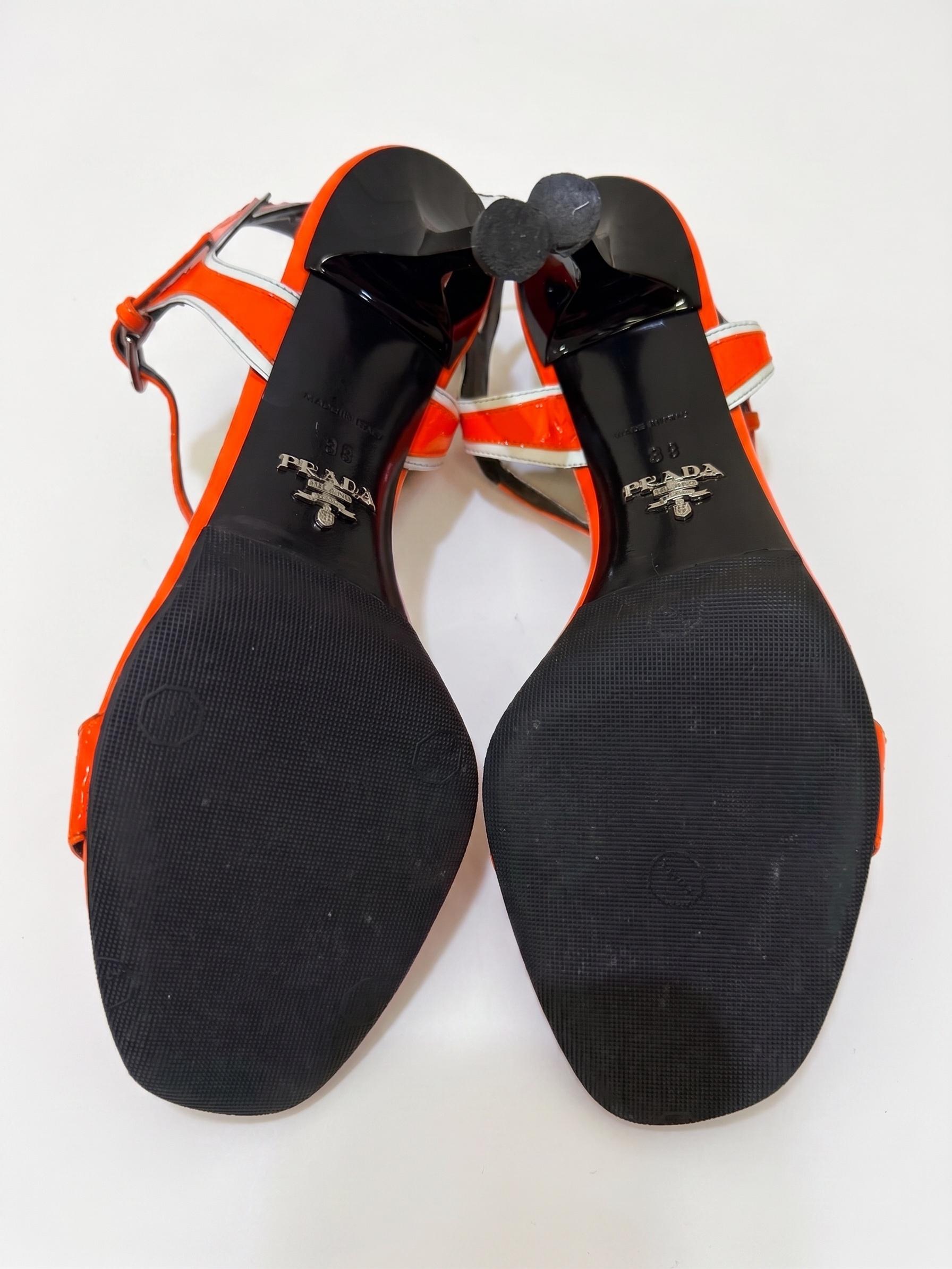 Prada Neon Orange Flame Sandal 38 thumbnail 4