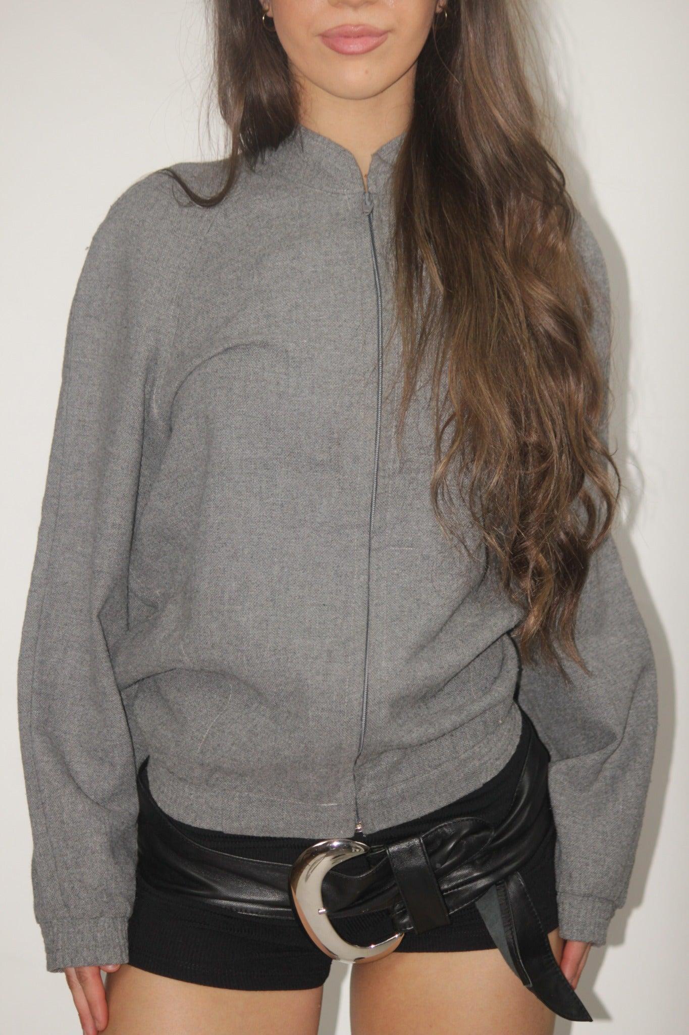 Grey Wool Zip-Up Jacket thumbnail 4