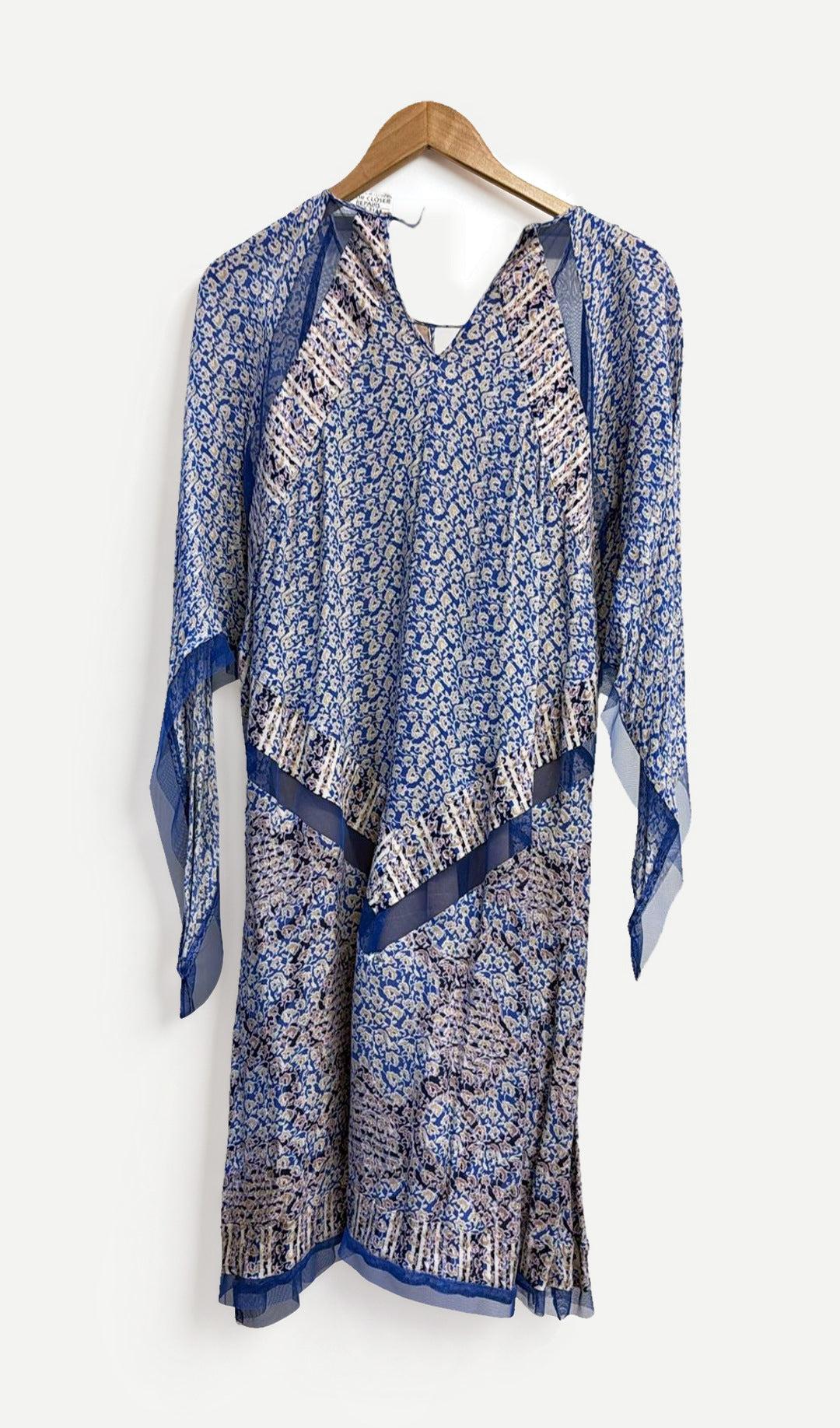 Bcbgmaxazria Blue Floral Dress S thumbnail 2