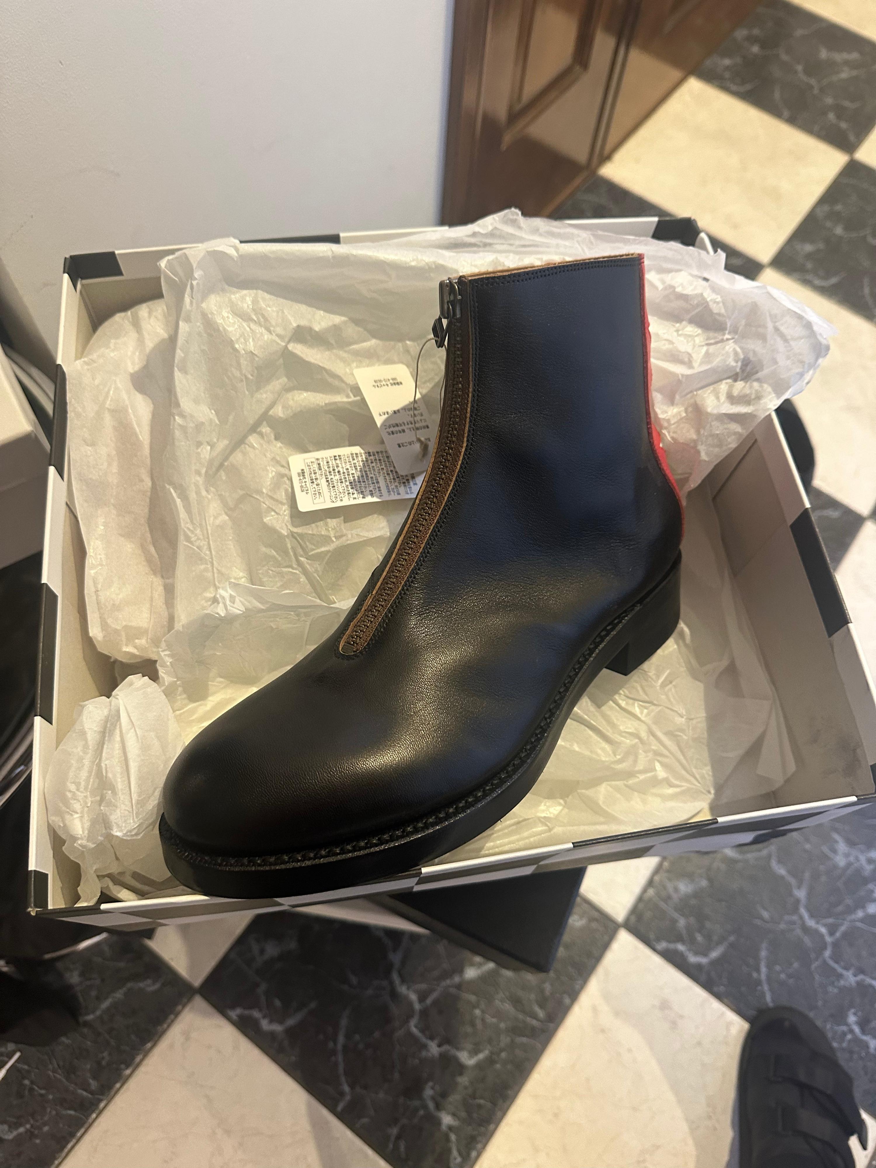 Kapital Cafe Frisco Zip-Up Leather Boots Black/Red (Fits US9-10)