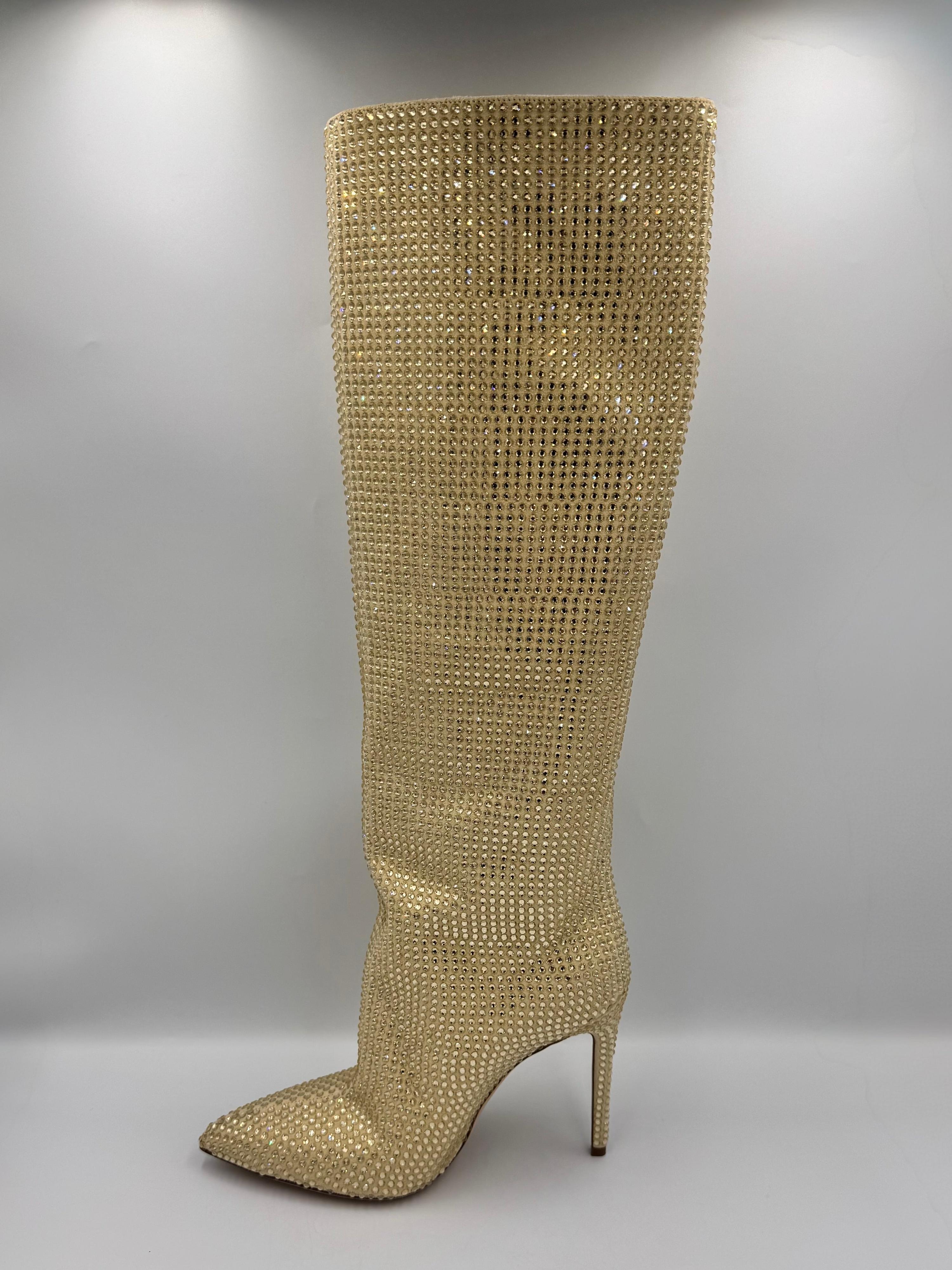PARIS TEXAS Gold Rhinestone Boots Size 38.5 thumbnail 7