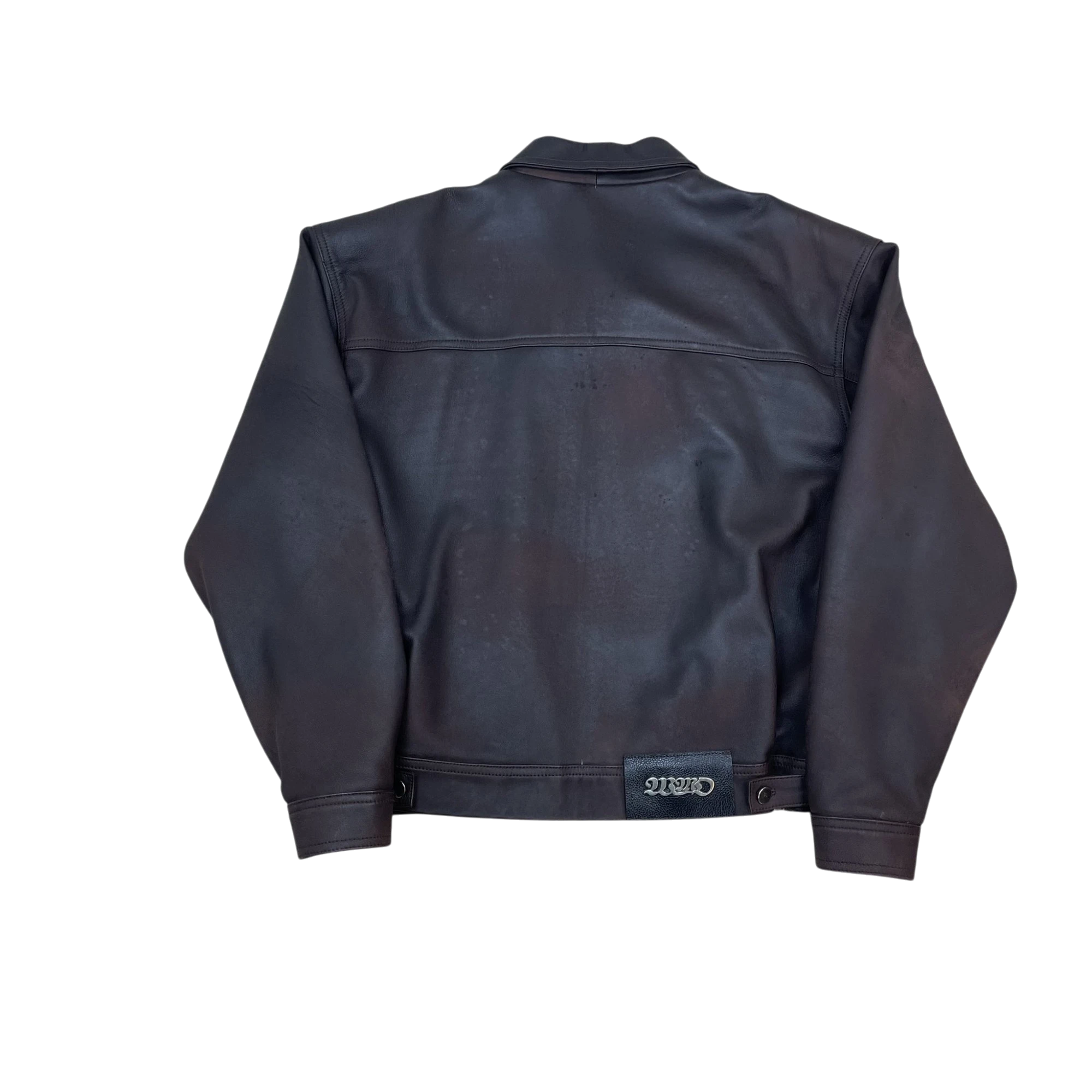 WMO Curved Zip Leather Jacket Ombre Brown (Fits L) thumbnail 2
