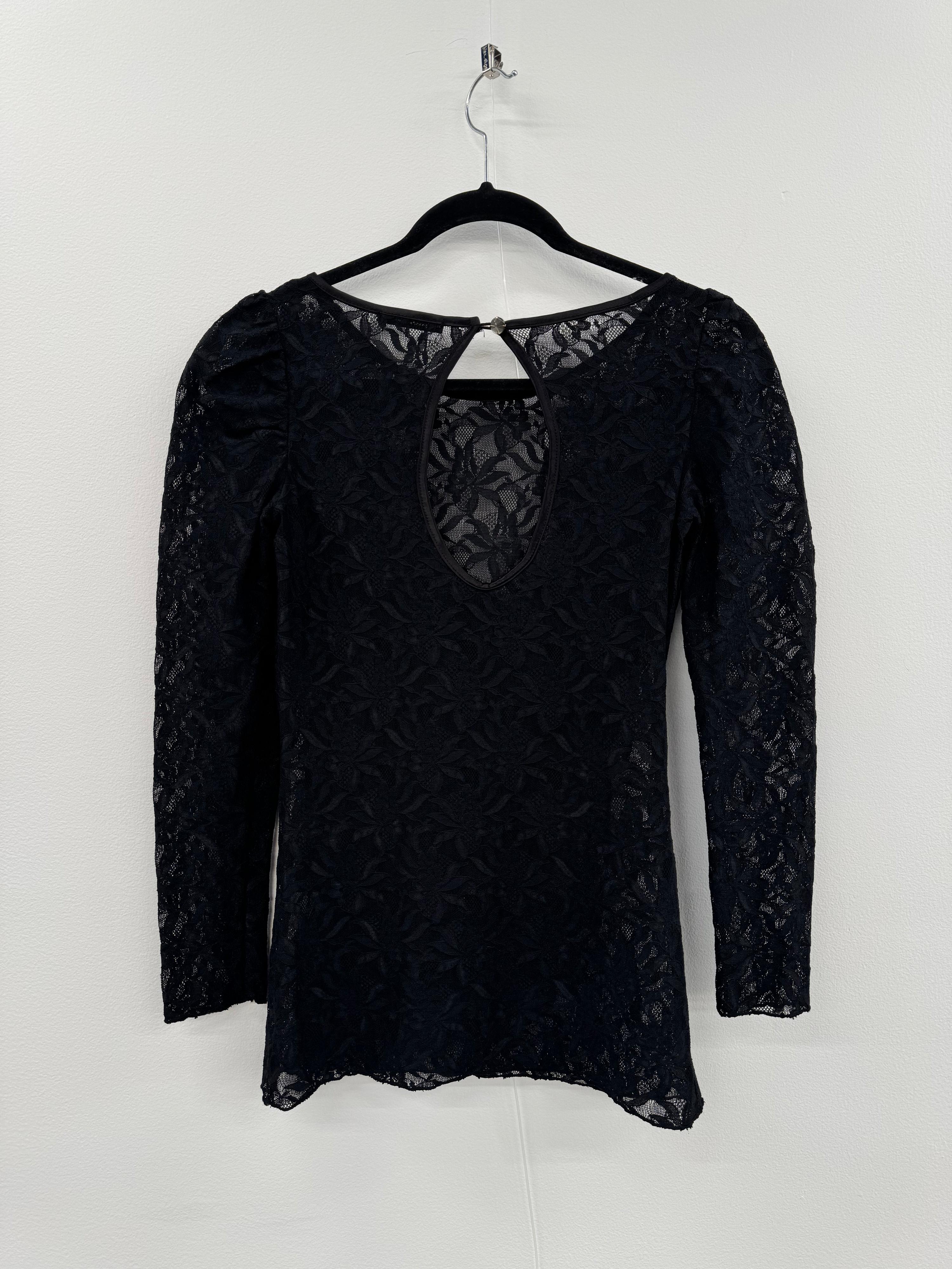 Rosebud Black Lace Top - Size S thumbnail 2