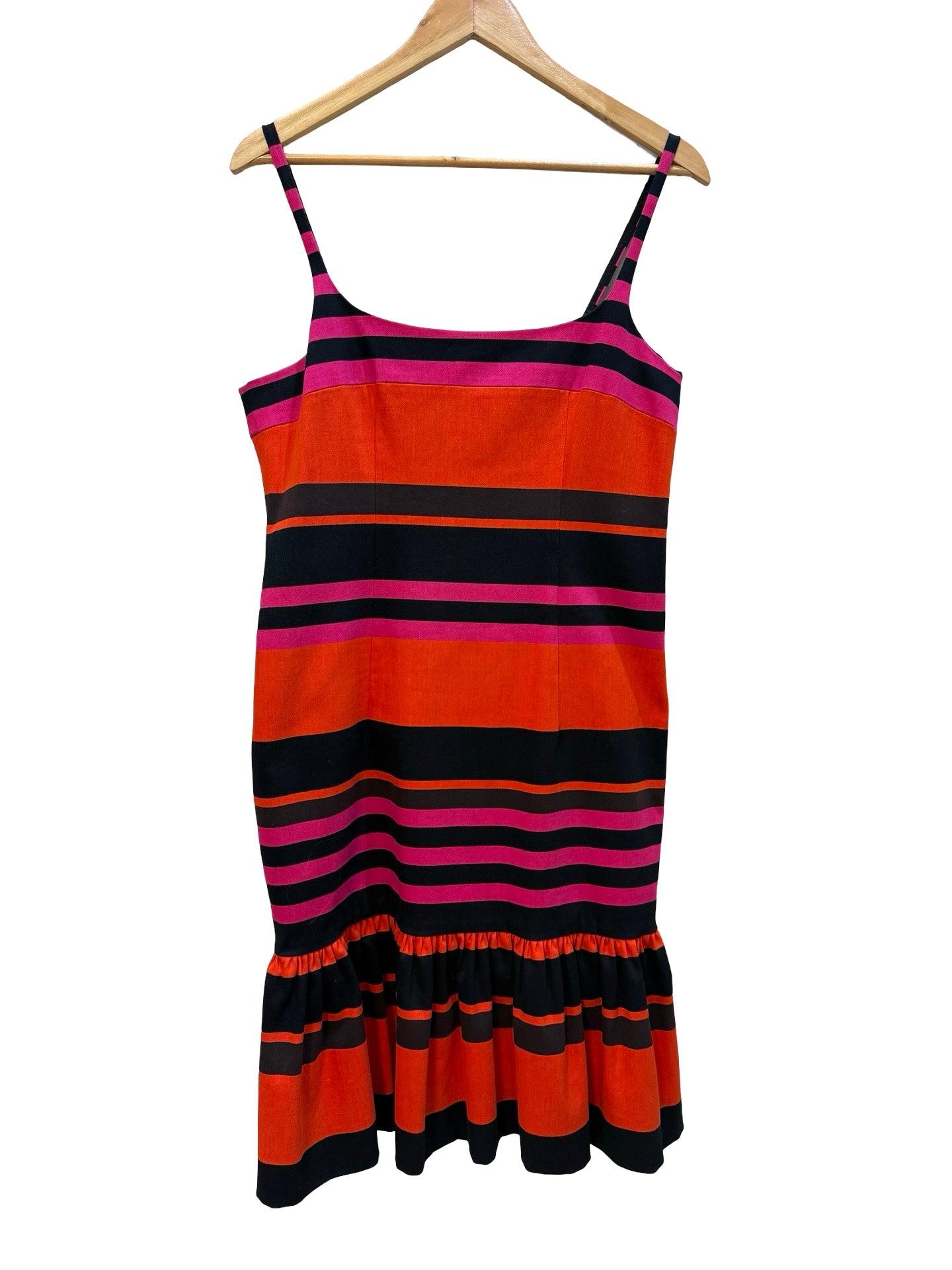 Prada Pnk/Ornge/Blk Stripe Dress 44