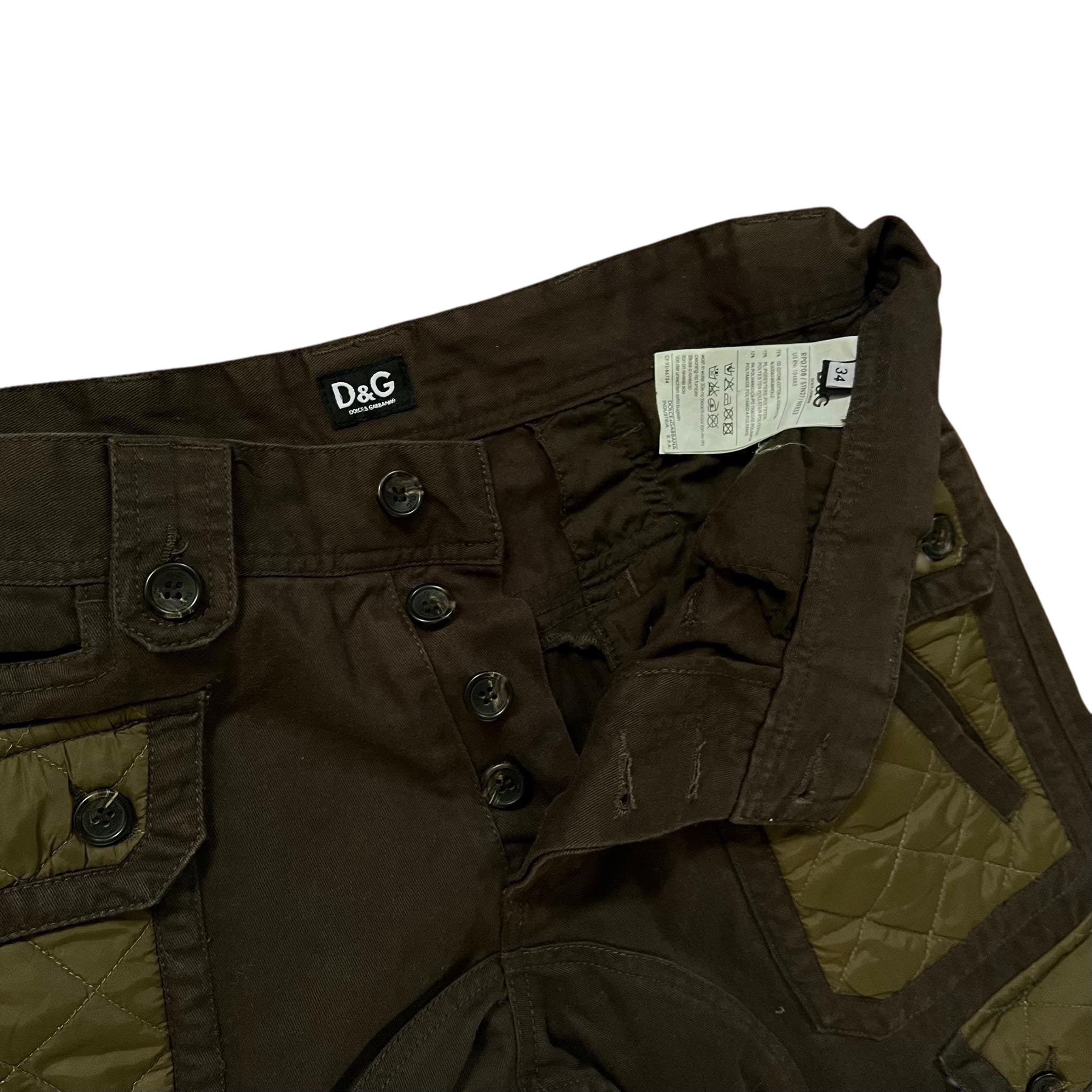 Vintage Dolce & Gabbana Heavy 8-Pocket Brown / Khaki Military Cargo Pants (Fits 32/34") thumbnail 6