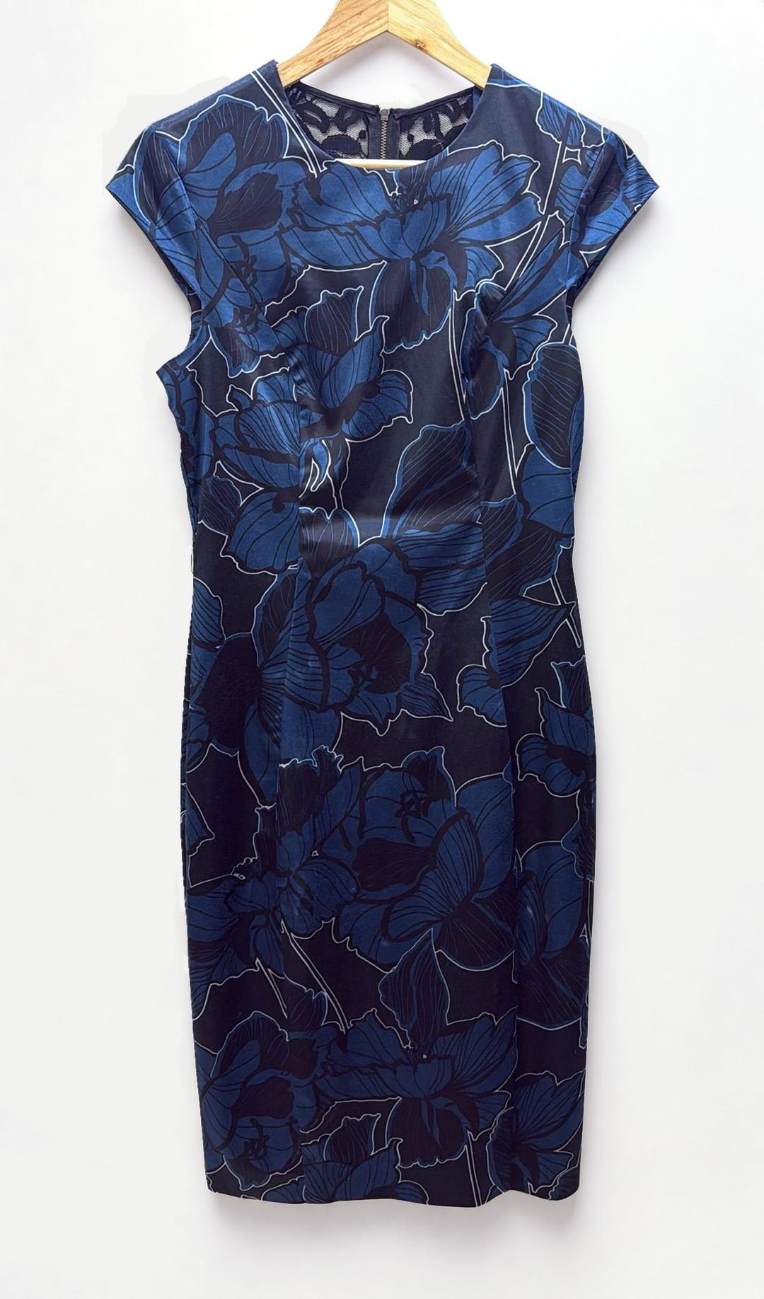Cue Black Blue Floral Dress 12