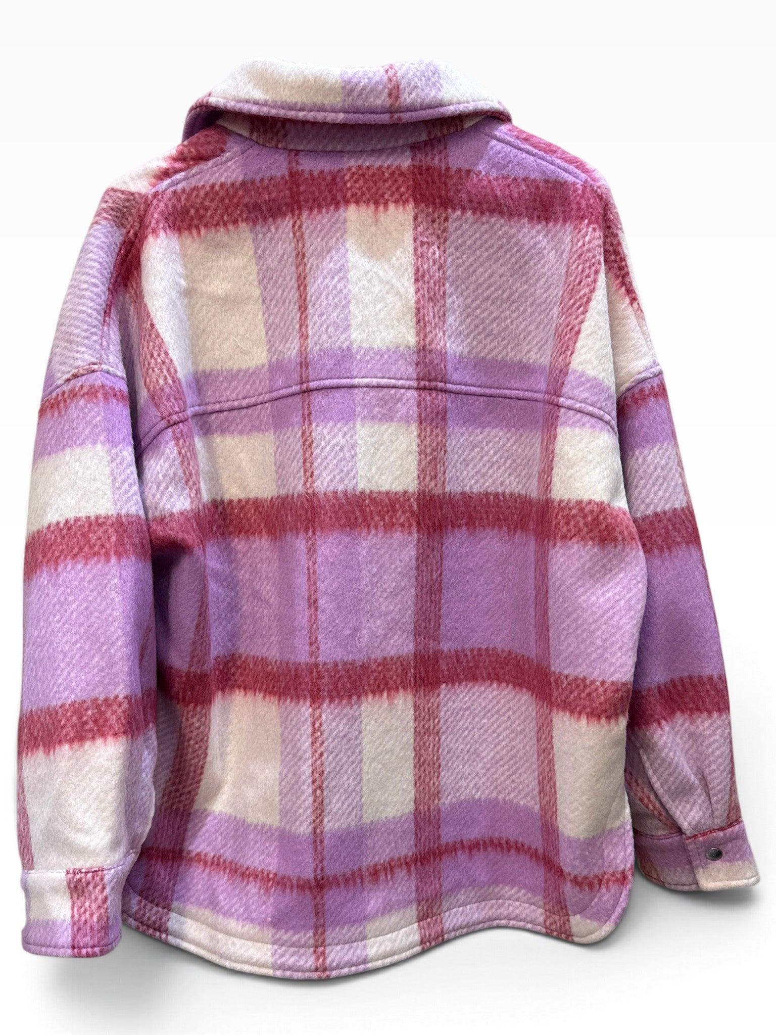 Ena Pelly Purple Pink Plaid Jacket 10 thumbnail 5