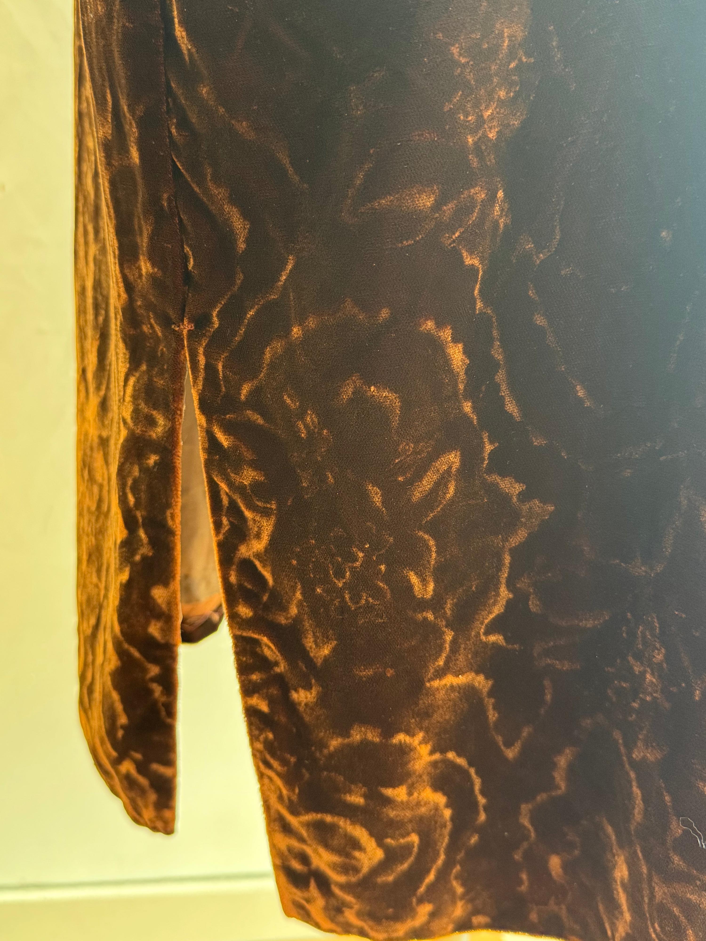 Vintage Brown velvet Mandarin Dress size L thumbnail 8