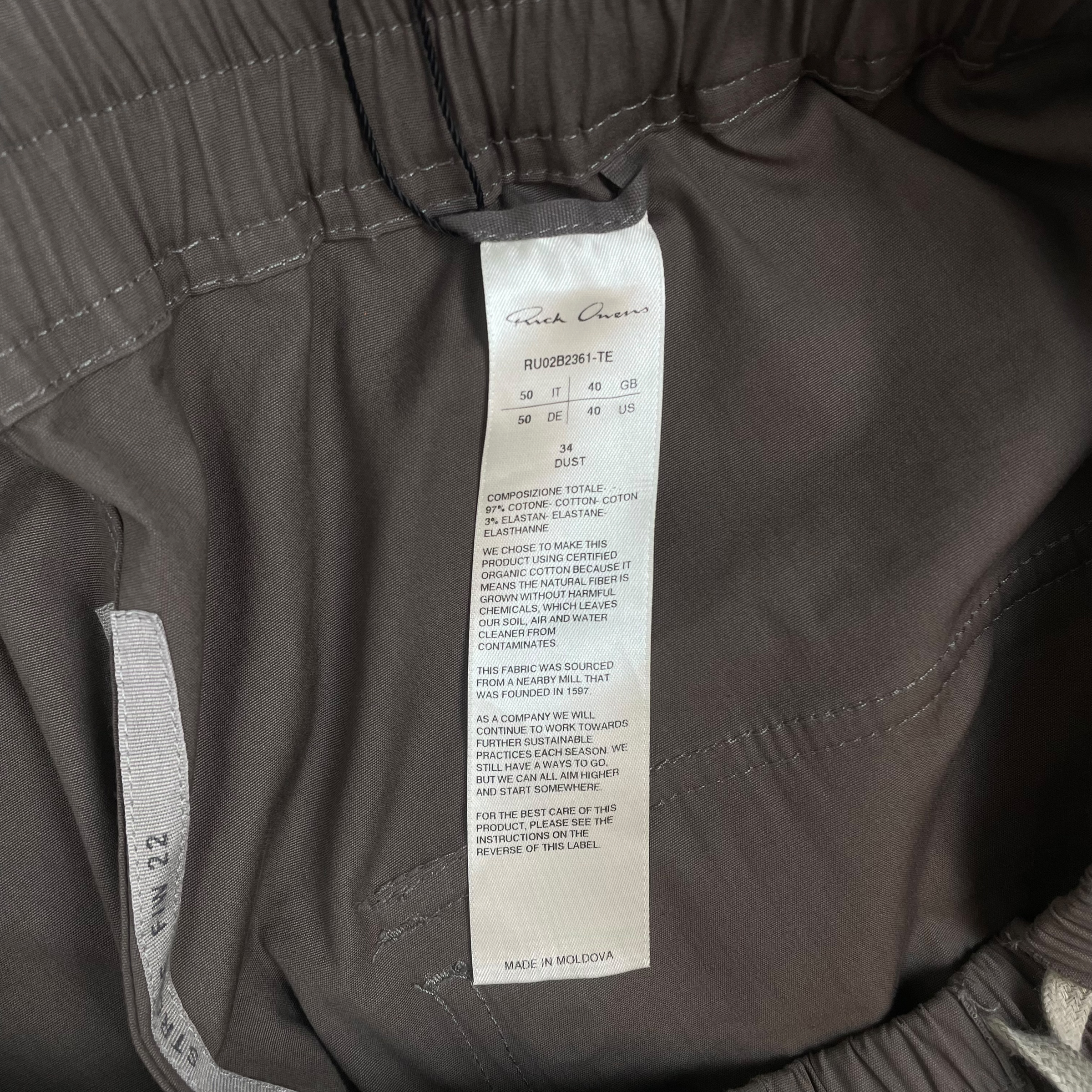 Rick Owens FW22 Strobe Bela Drop Crotch Nylon Zip Trousers ‘Dust’ Grey (Size 50/L) thumbnail 4