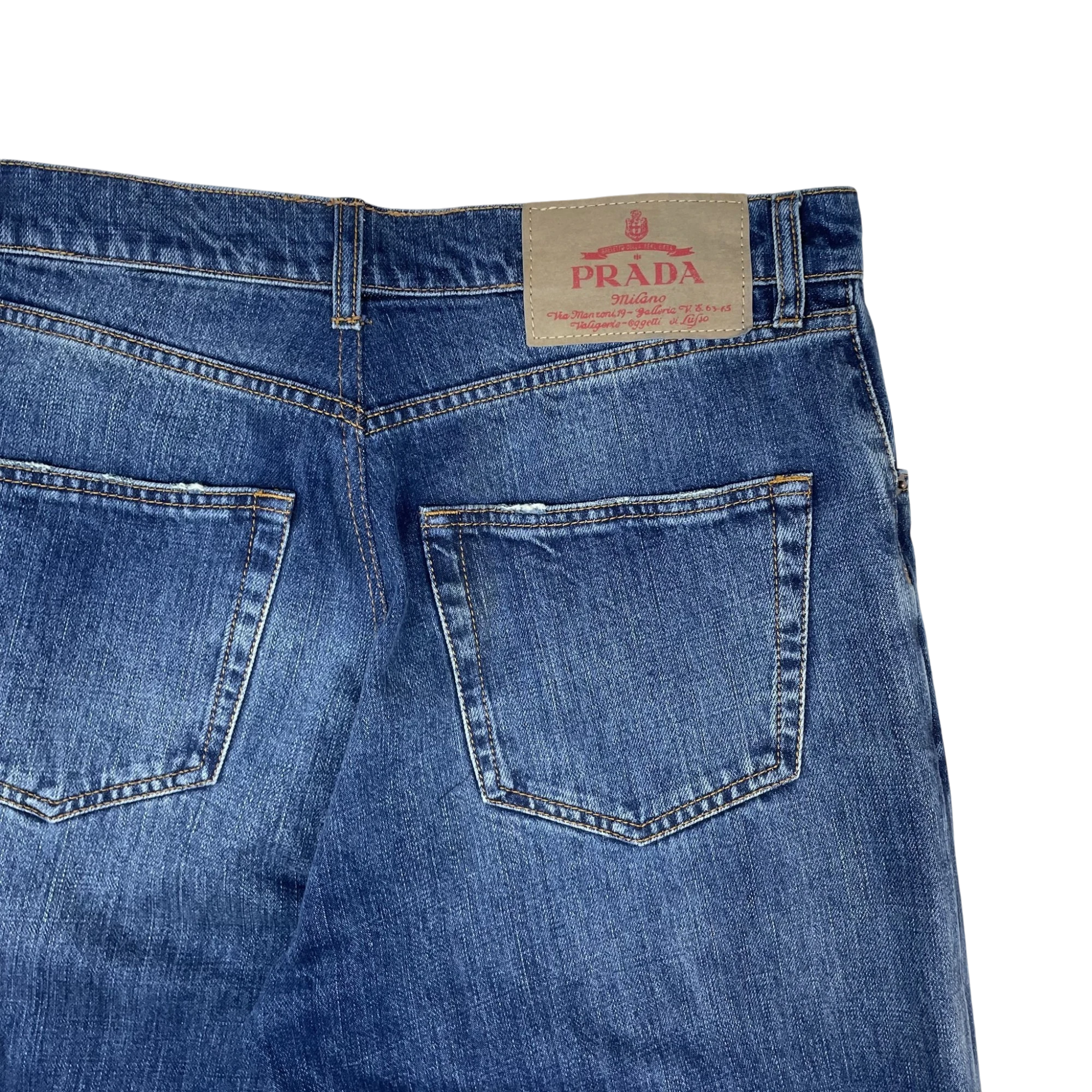 Prada Triangle Plaque Logo Jeans Washed Blue (Size 35”) thumbnail 8