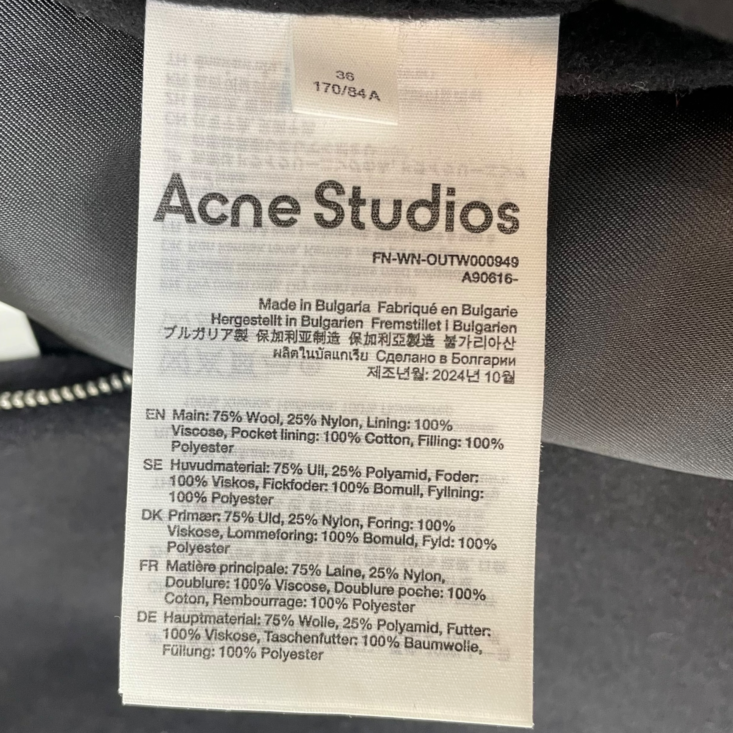 Acne Studios Owelle Padded Wool-Blend Felt Bomber Jacket Black (Size 36) thumbnail 5