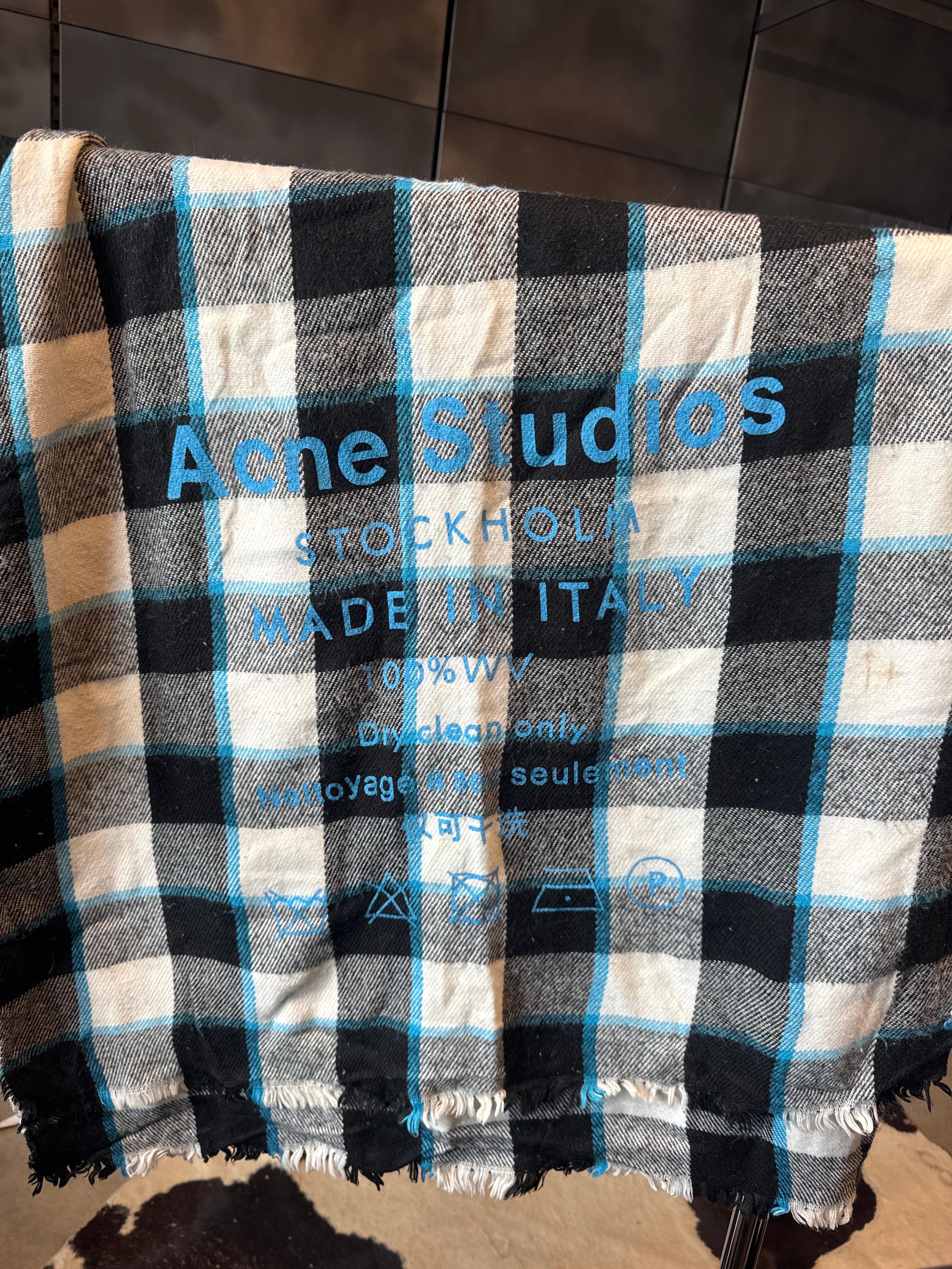 Acne Studios Logo Check Wool Blend Scarf