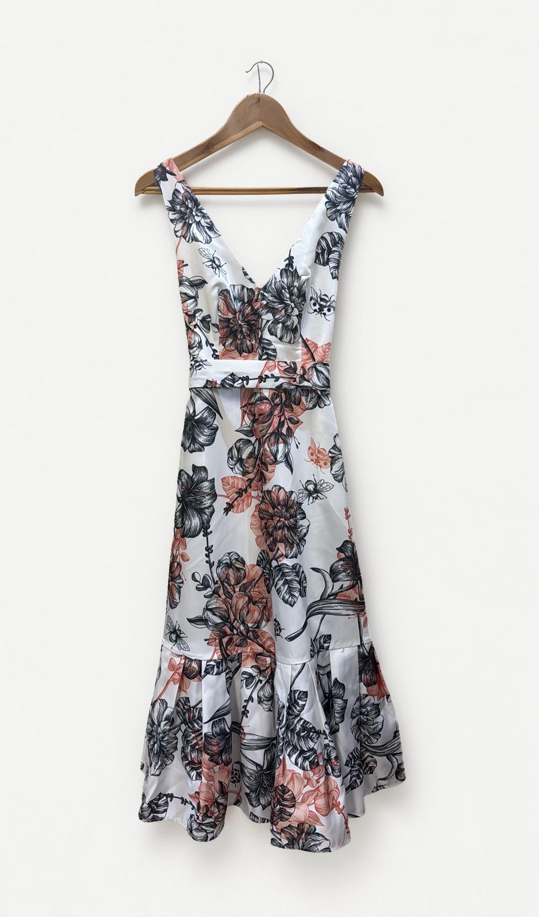Leo Lin White Floral Dress 12