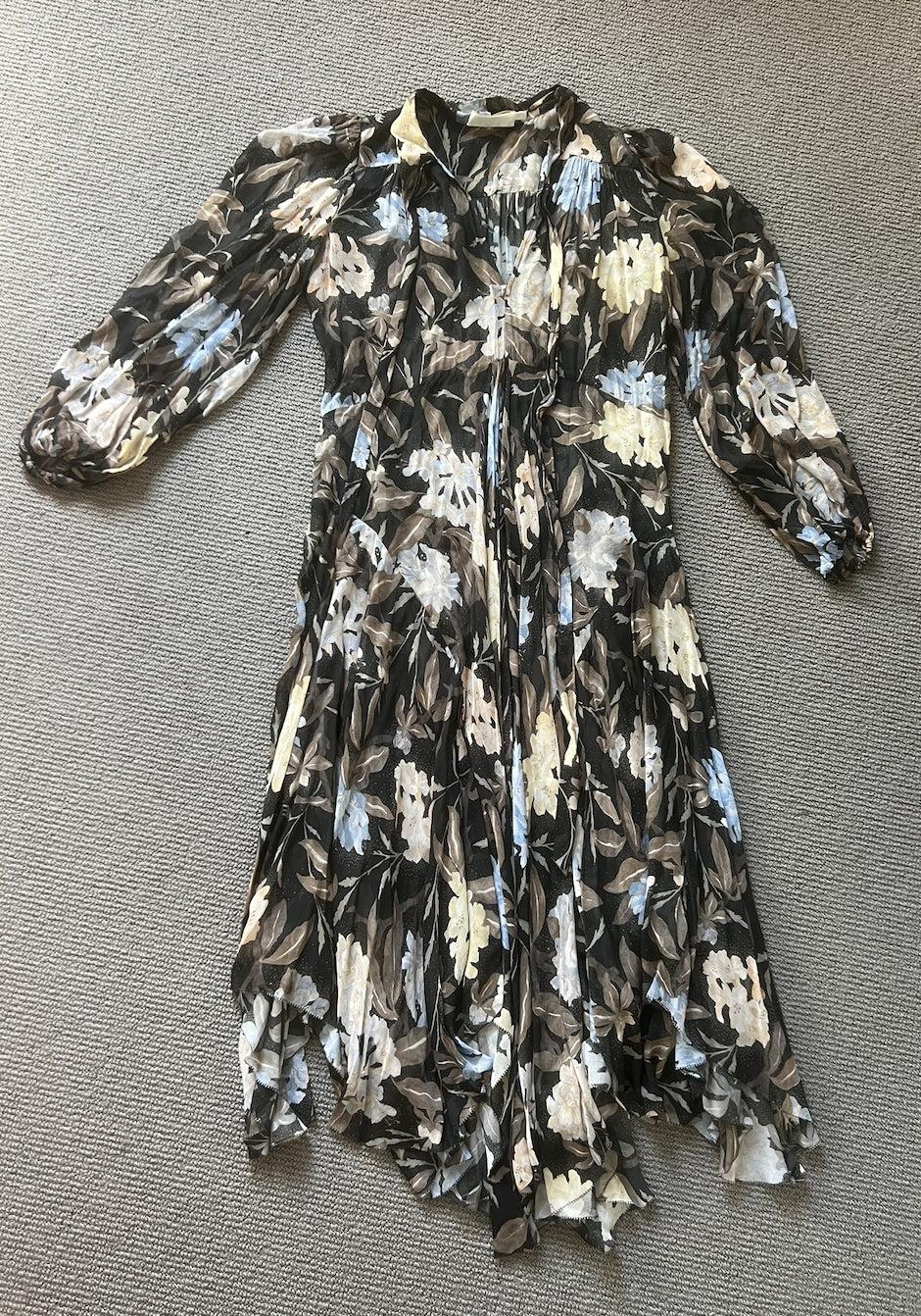 Zimmermann Dark Floral Handkerchief Dress 0