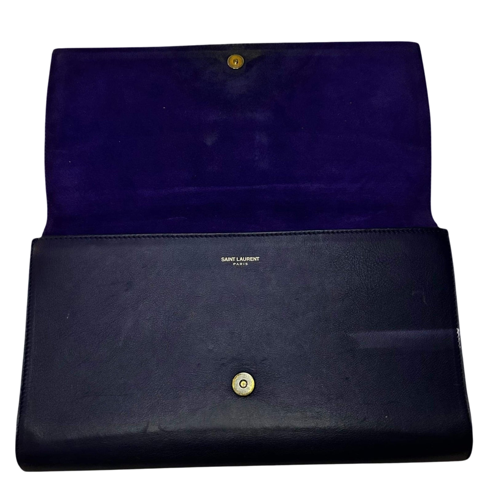 Vintage Yves Saint Laurent Leather Y-Ligne Chyc Clutch Navy thumbnail 3